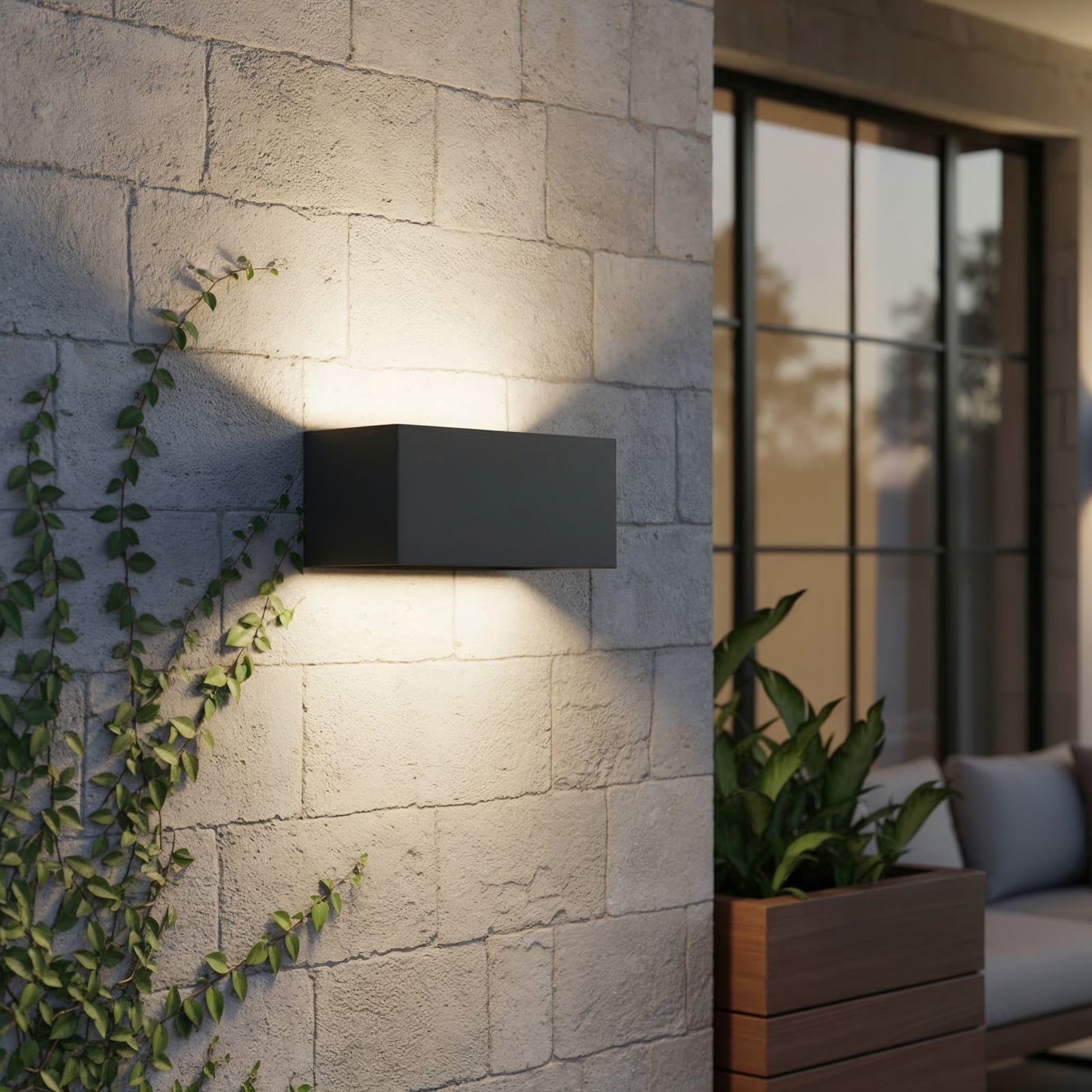 Ideal Lux LED outdoor wall light Atom anthracite, 20 cm, metal
