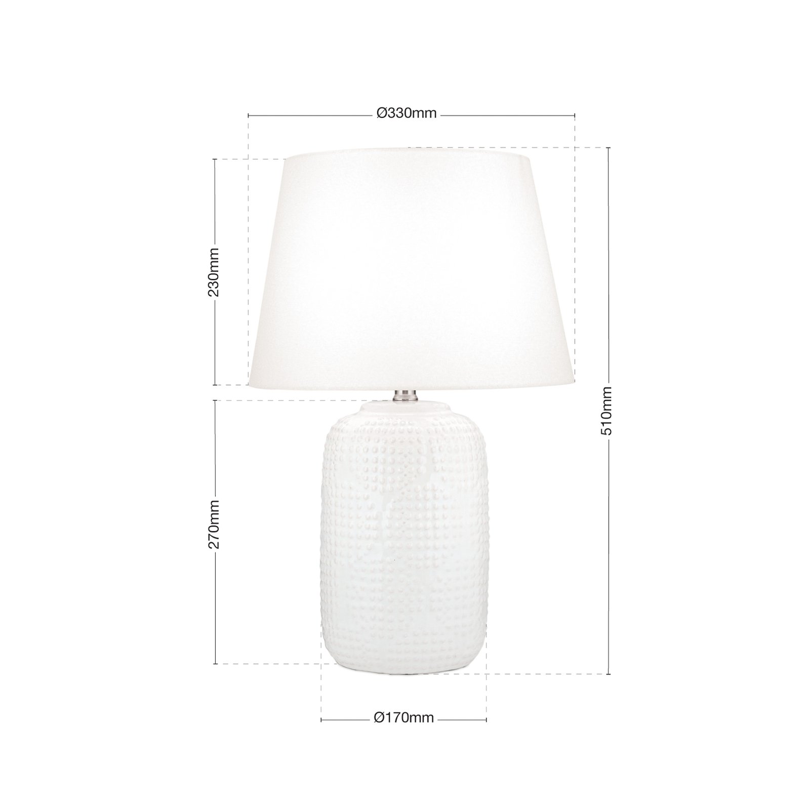 Stolná lampa Coral, biela, výška 51 cm, keramika/látka