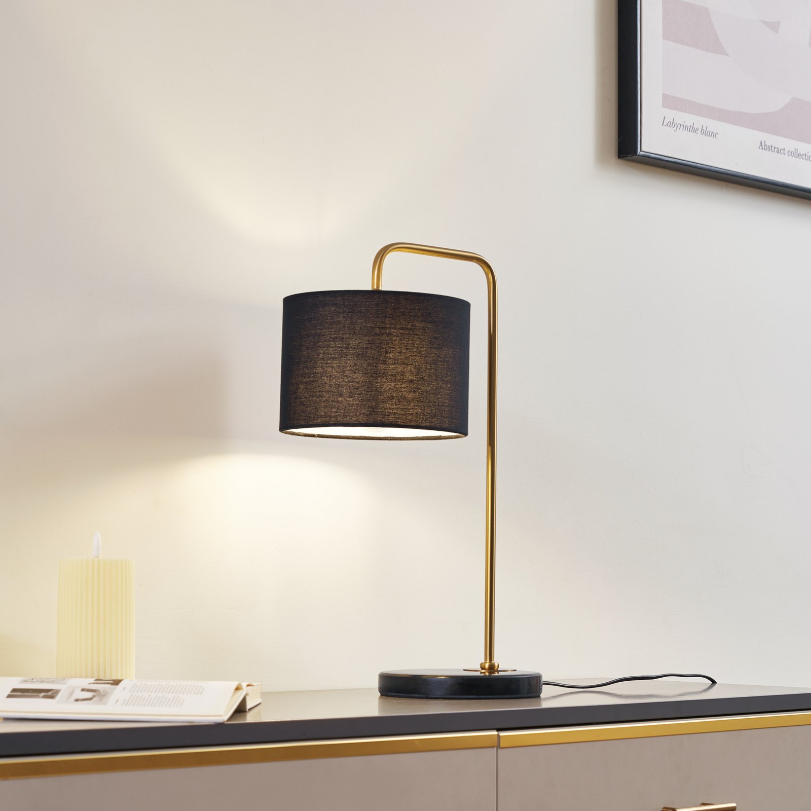 Hillary Table Lamp Black/Gold - Lindby