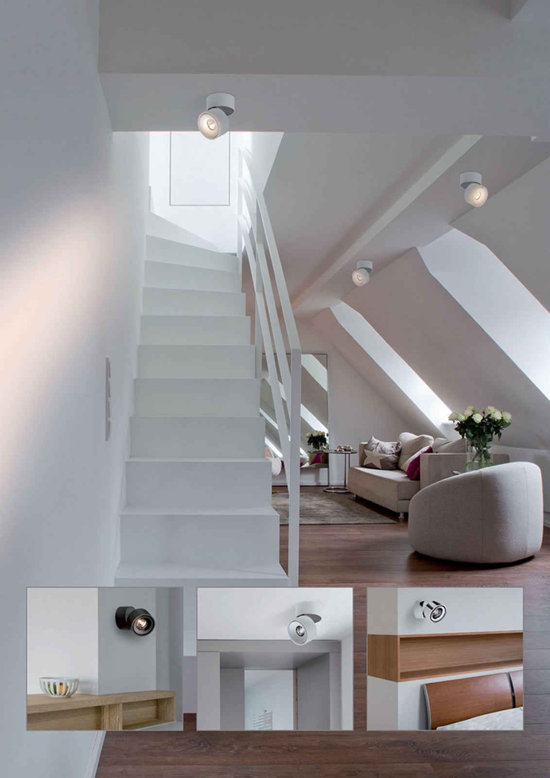 Easy W100 LED Påbygningsspot 2700K White ANTIDARK - Stue - Aluminium billede