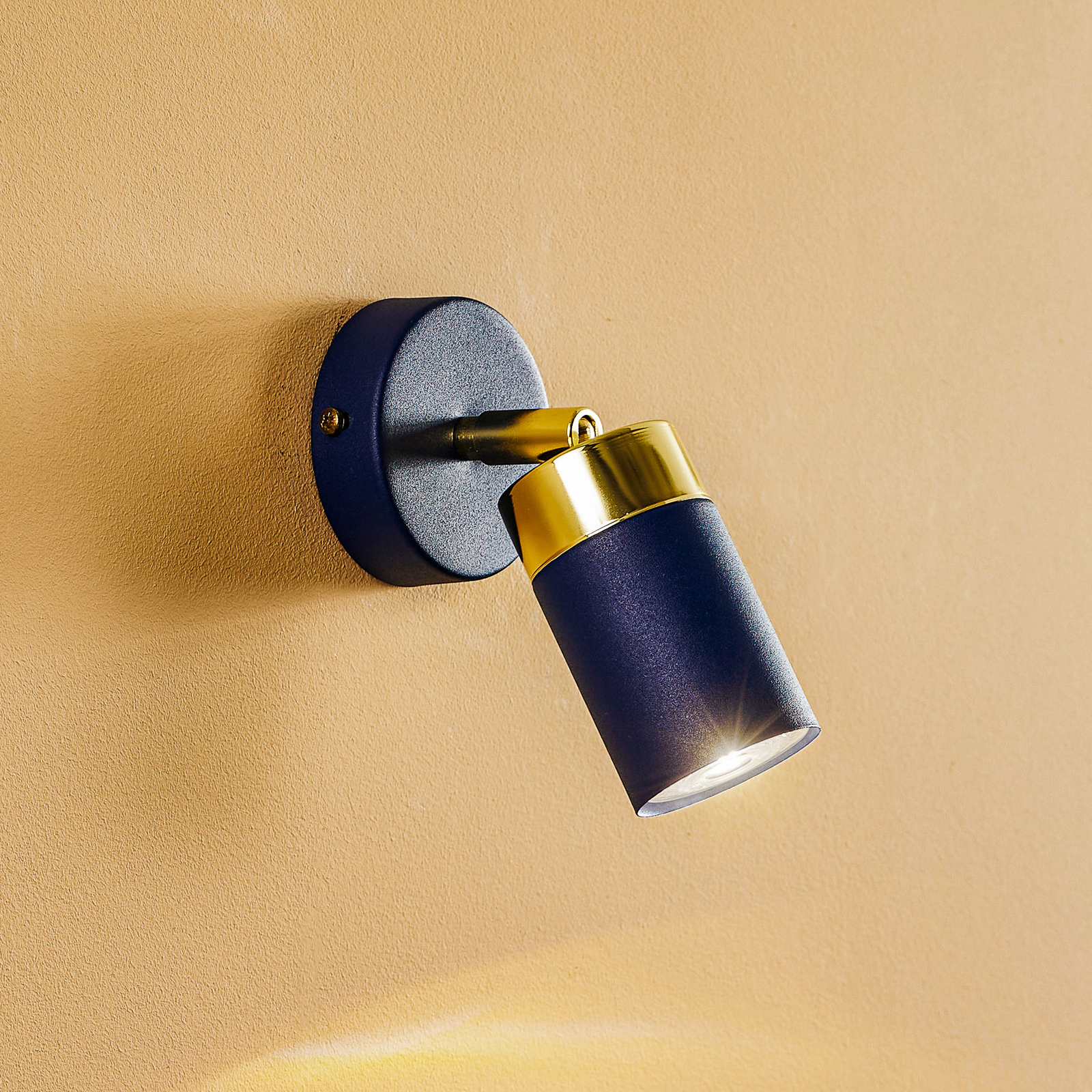 Joker wall spotlight, one-bulb, blue-gold