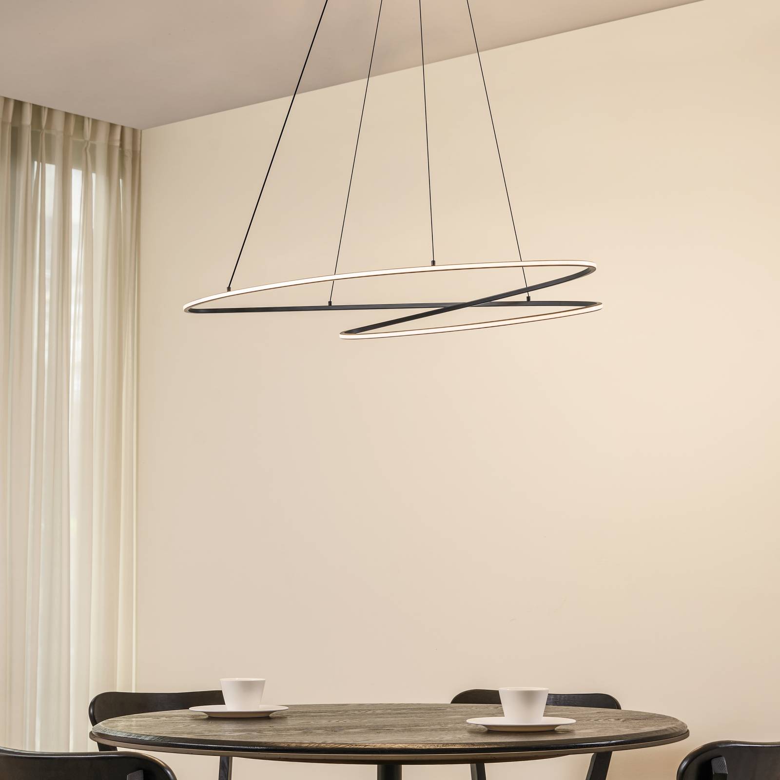 Lucande żyrandol LED Gavril, 100 cm, czarna, ściemniany