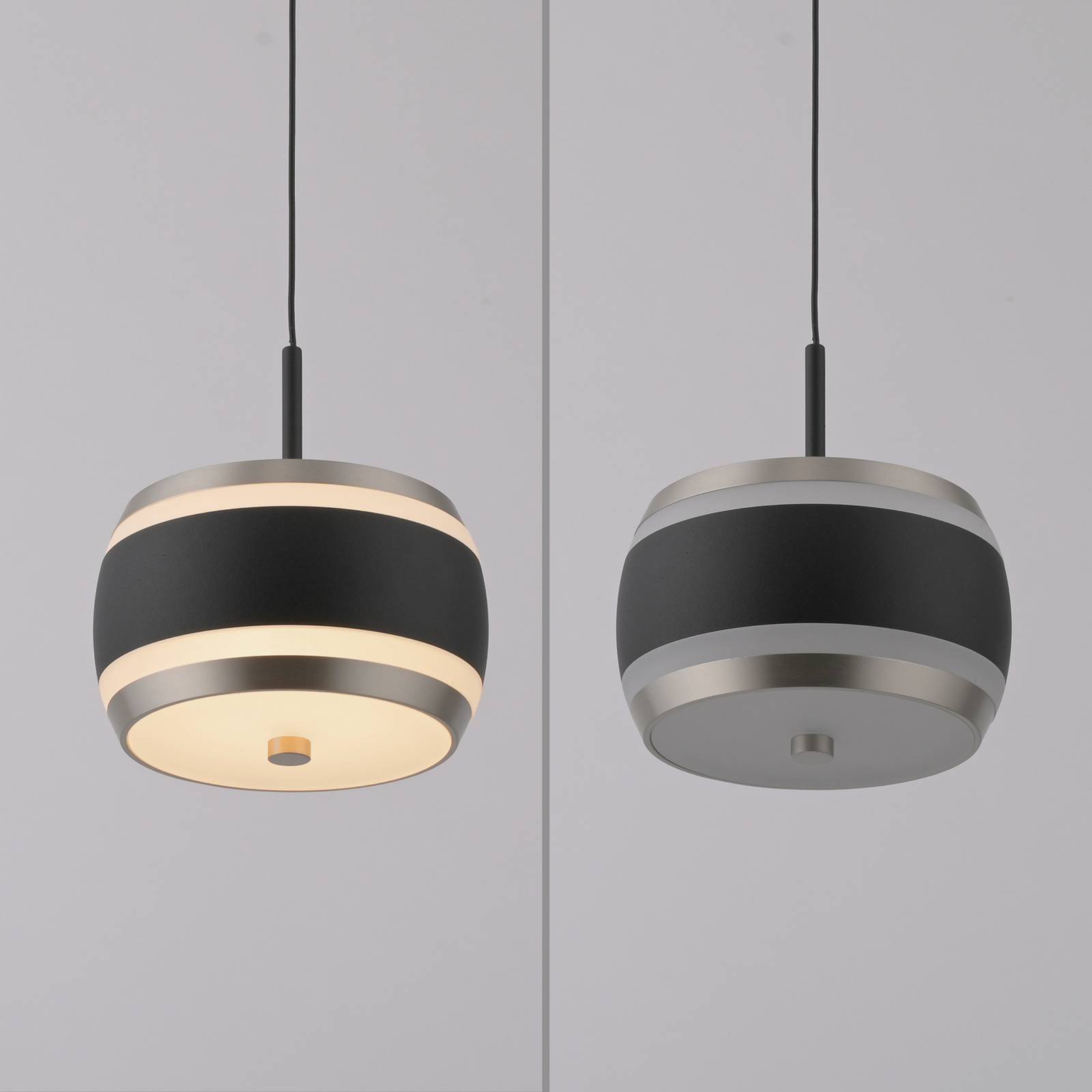 PURE LED-Hängelampe Falling Rings, schwarz, Ø 13 cm, CCT günstig online kaufen