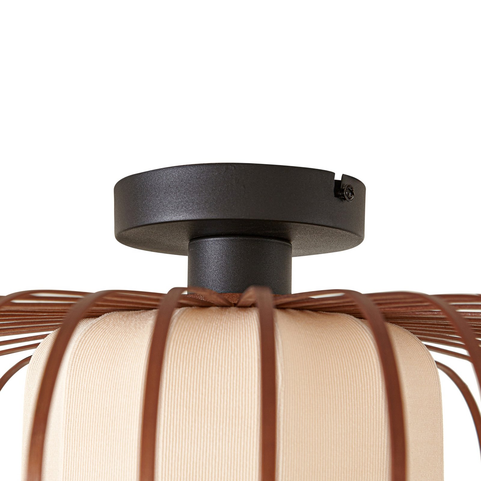 Lindby stropné svietidlo Davella, Ø 50 cm, bambus, textil