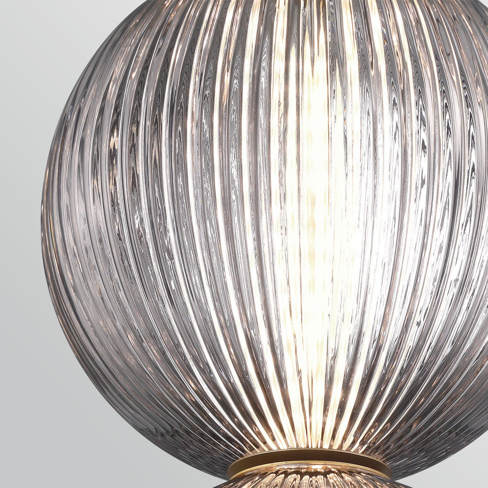 Lámpara colgante LED PALMAS, dorada/gris humo, Ø 15 cm, 2 luces, cristal