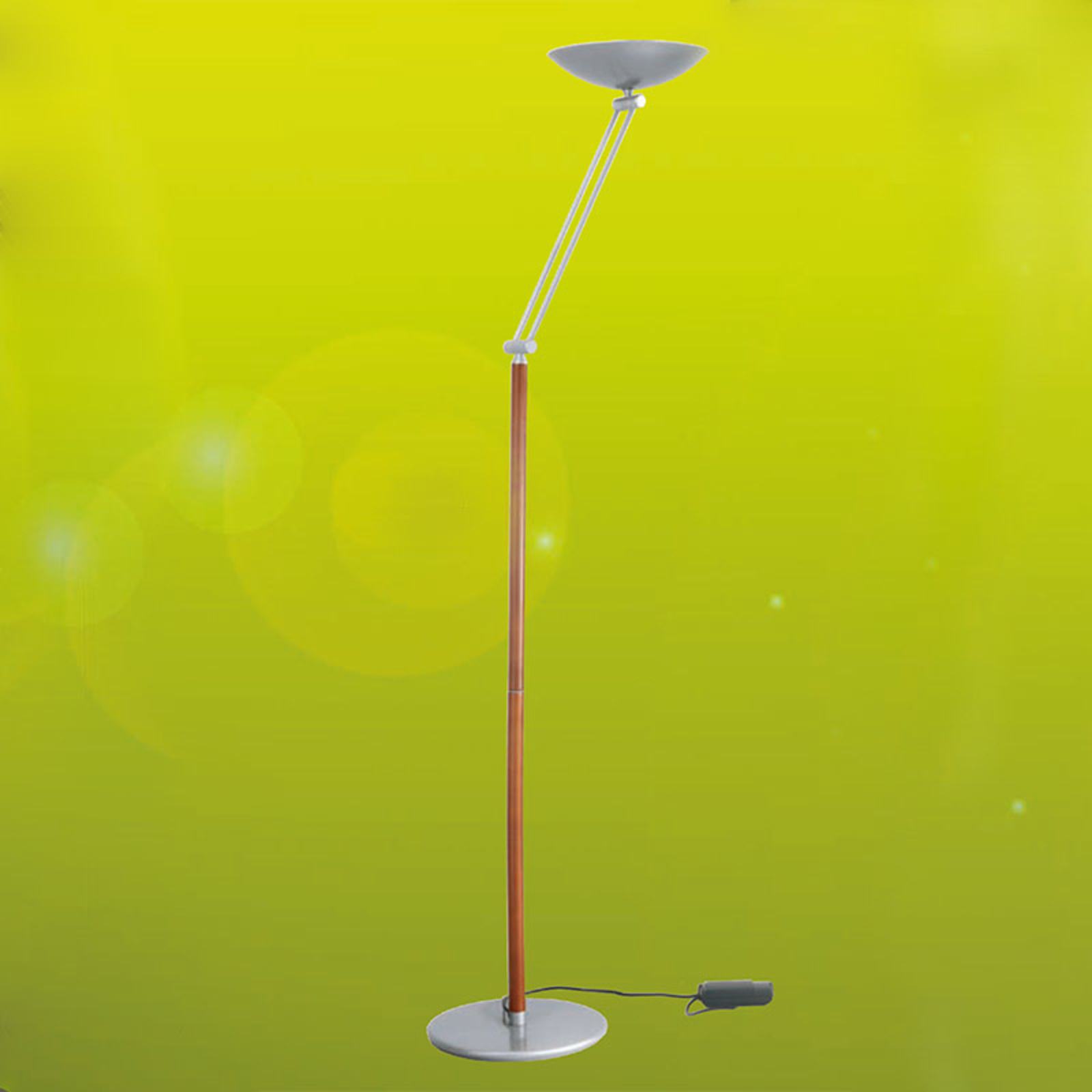 LED подова лампа Lib V, регулируема по височина, сребриста