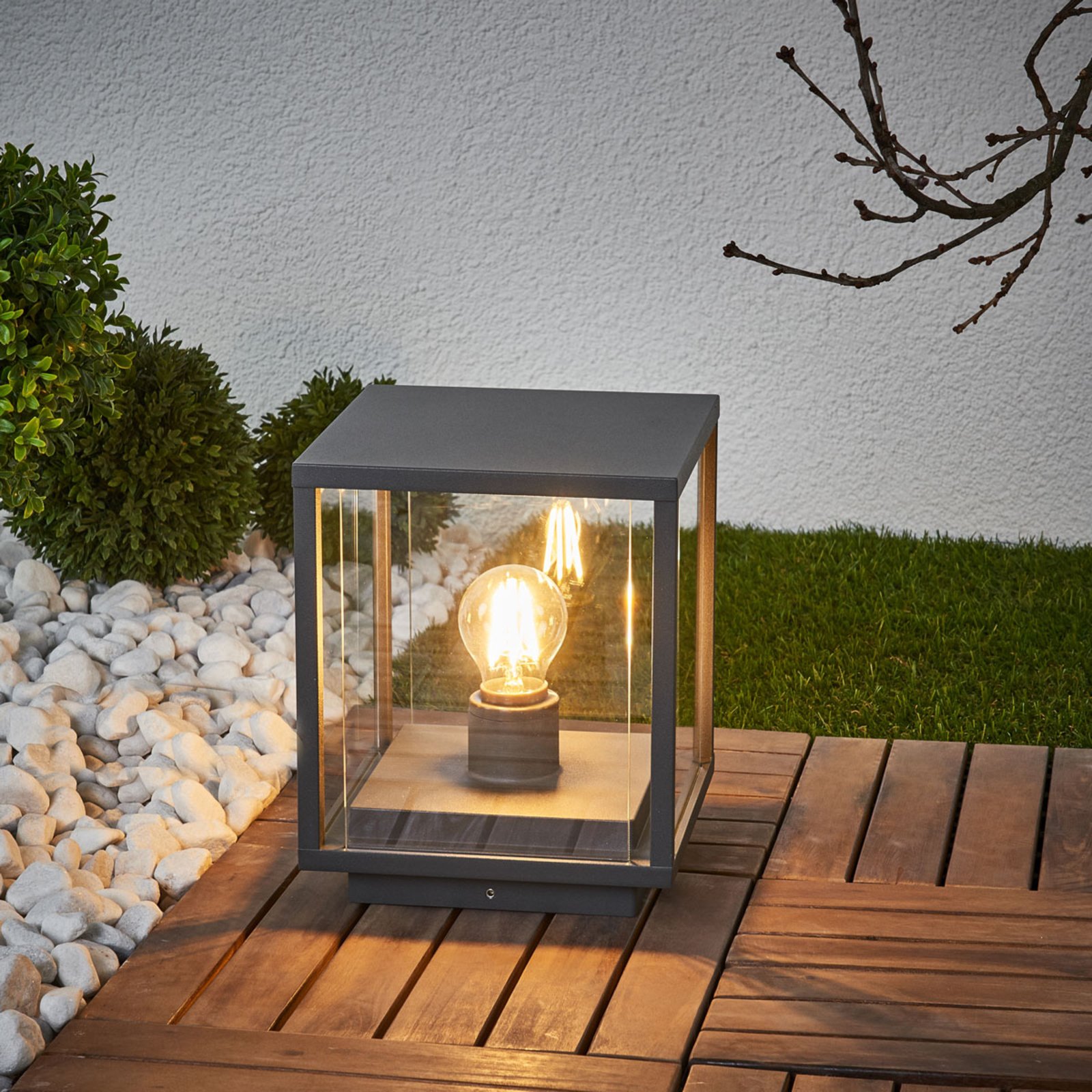 Annalea Outdoor Garden Lamp H20 Dark Grey/Clear - Lucande