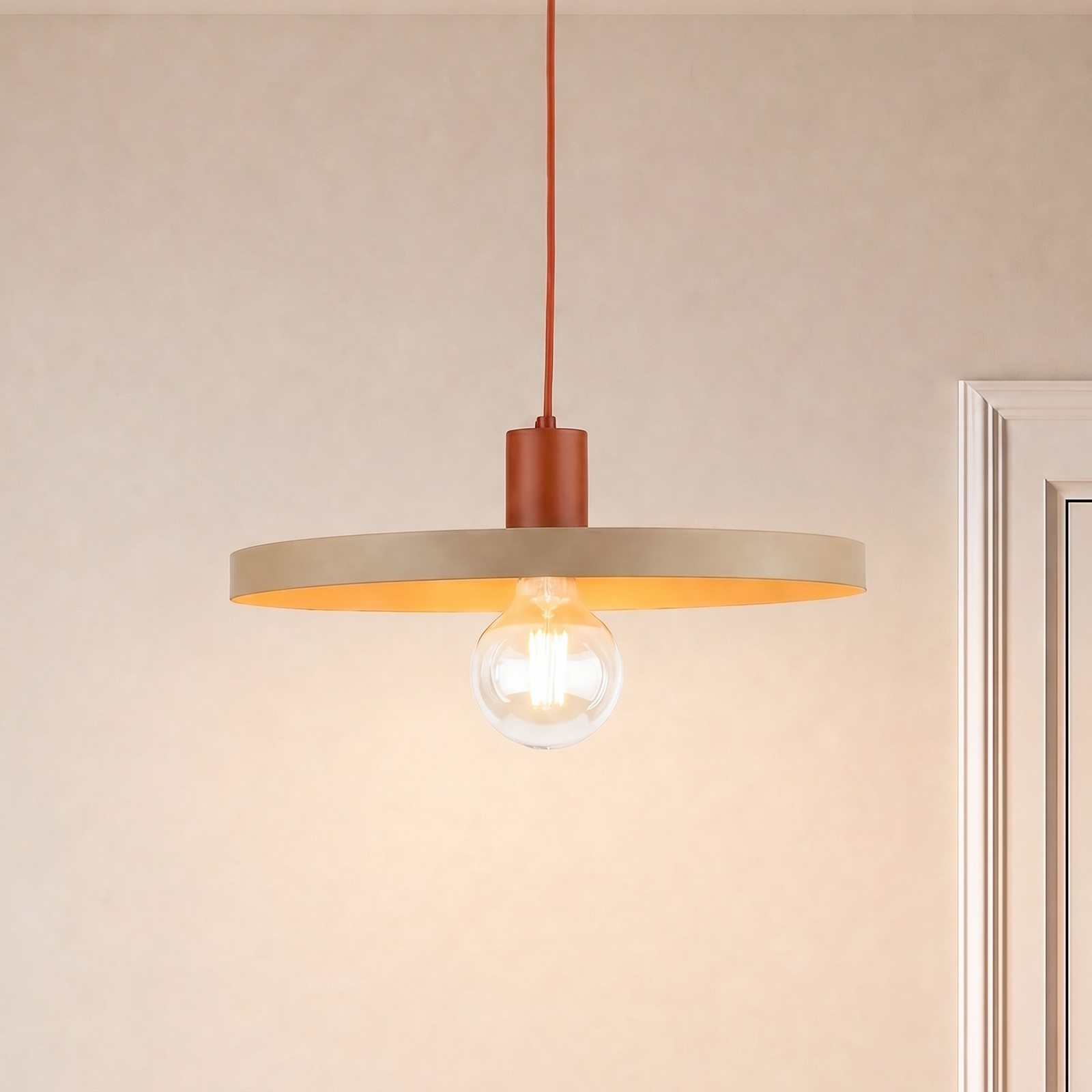 TK Lighting Lampă suspendată Sila nisip/roșu metal Ø 45 cm E27 - Camera de zi / sufragerie - Modern - nisip roșu