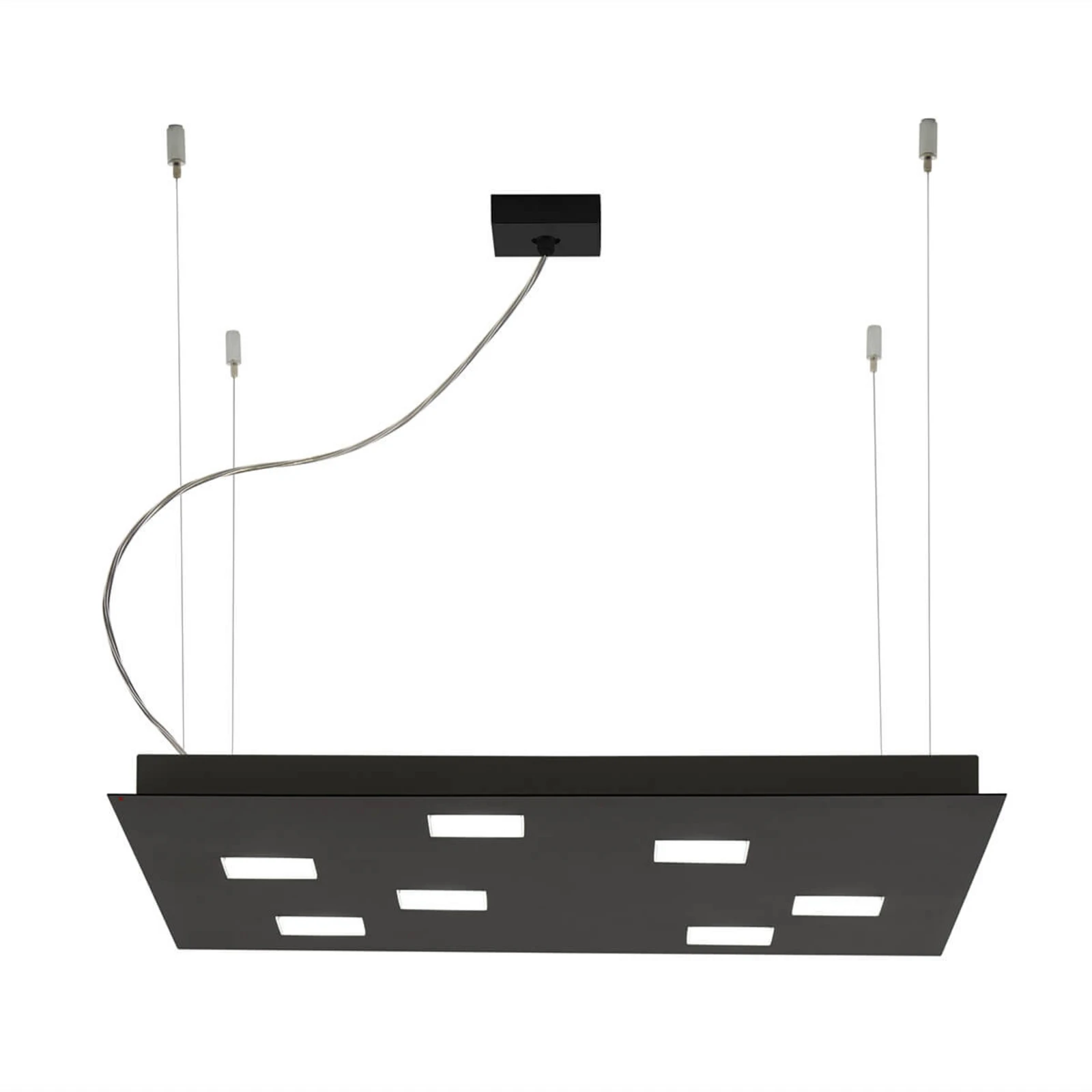 Fabbian Quarter - schwarze LED-Hängeleuchte 7flg.