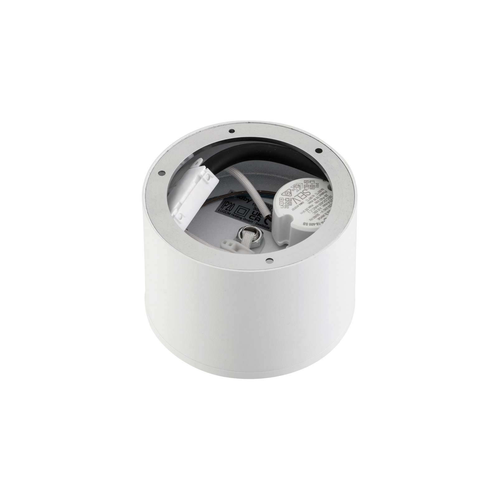 Projetor LED Lindby Nivoria, Ø 12 cm, 15 W, branco, metal