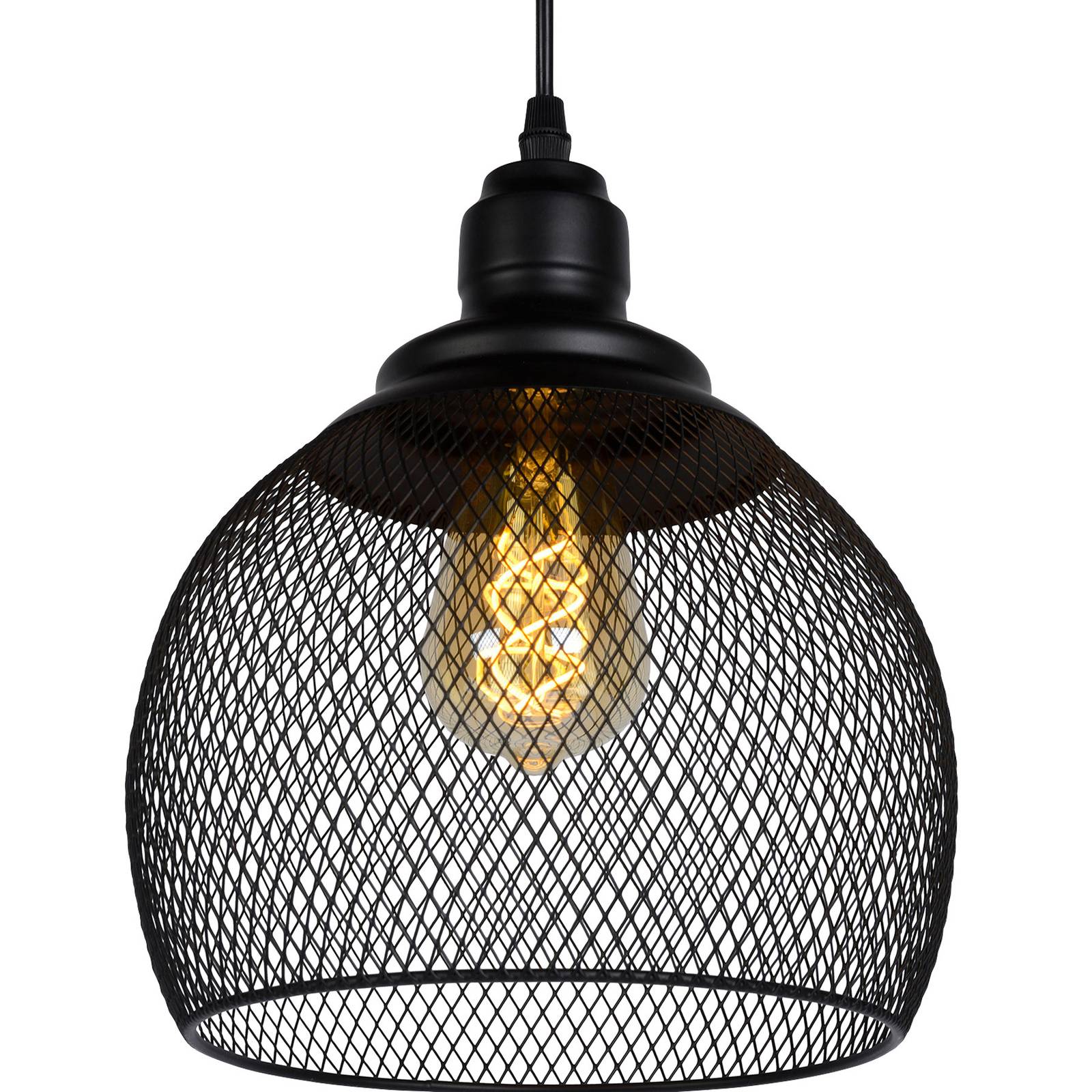 Lampa wisząca Mesh, 1-punktowa, czarna, Ø 22 cm