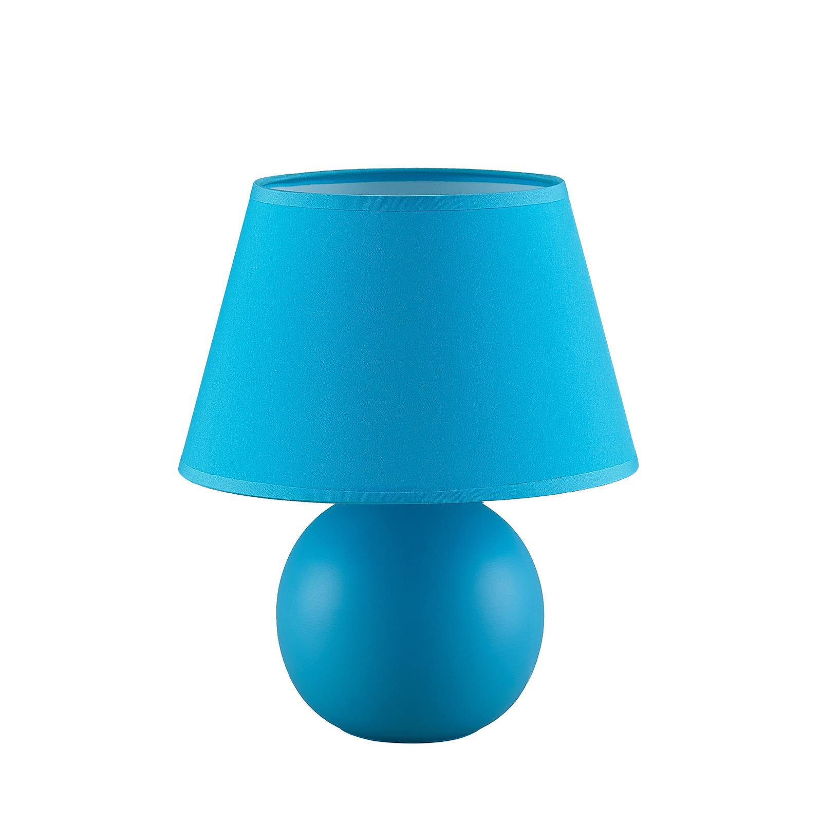 Lindby Calliota fabric table lamp round light blue, for Living / Dining Room, fabric, ceramics, E14, 40 W, H: 25 cm