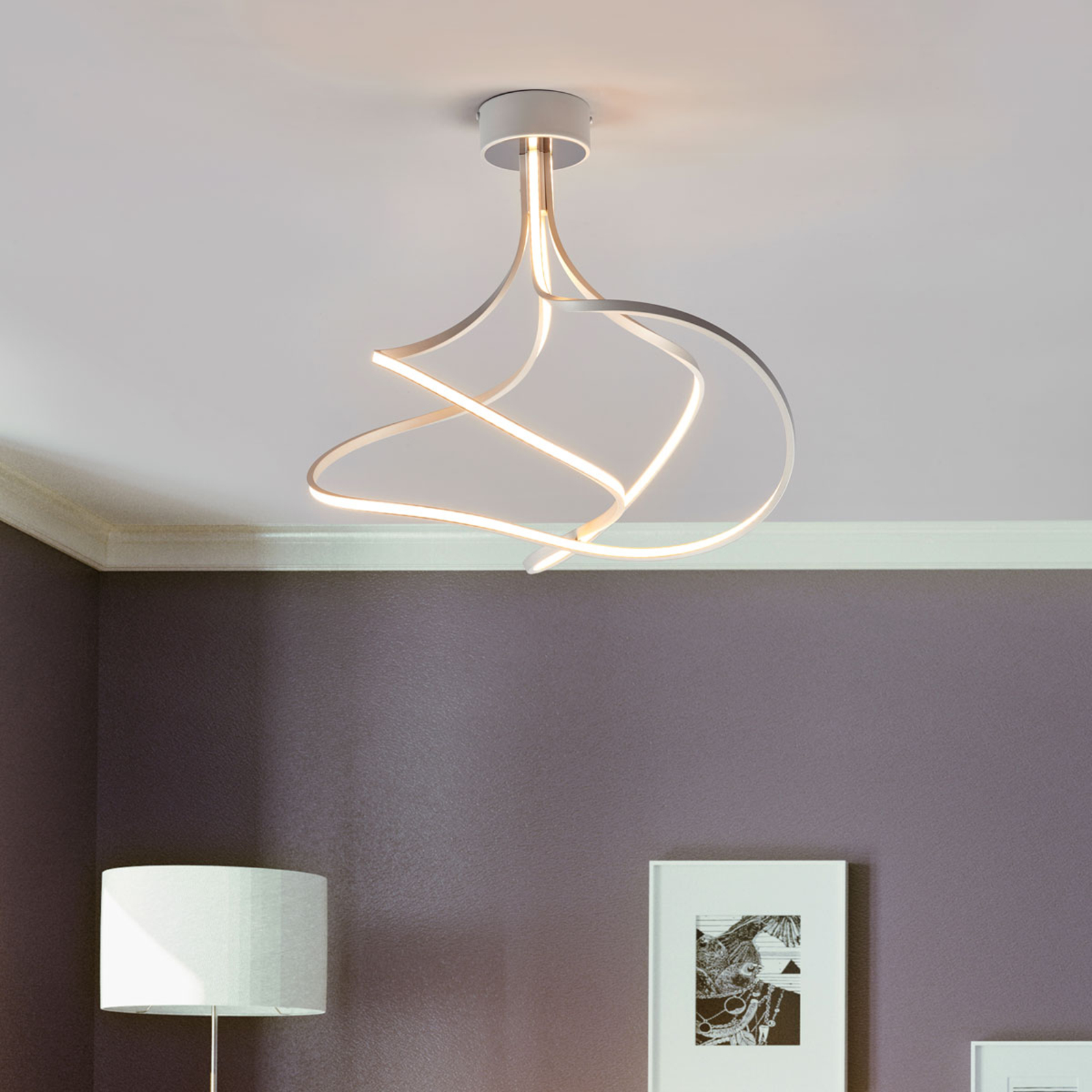 LED stropní svítidlo Lungo hliník, výška 42 cm