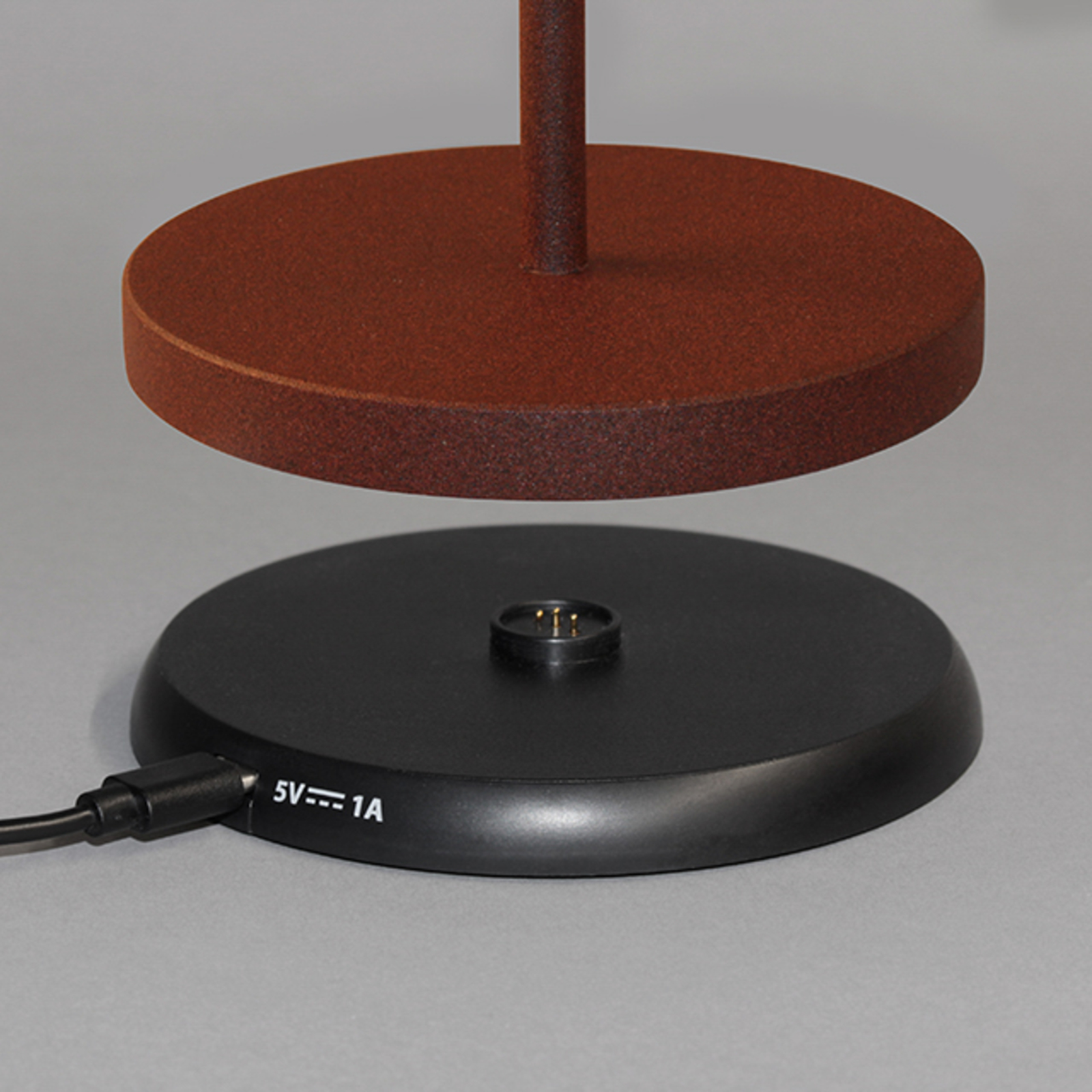 Candeeiro de mesa recarregável LED Cosenza 2.0 34cm cor de ferrugem