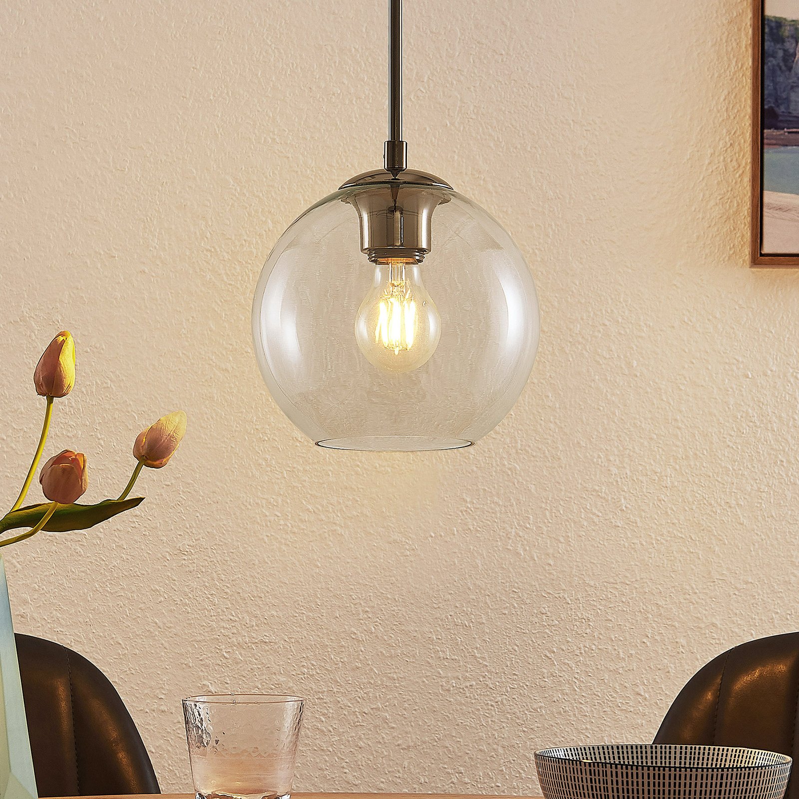 Lindby Firano hanging lamp, glass, 1-bulb