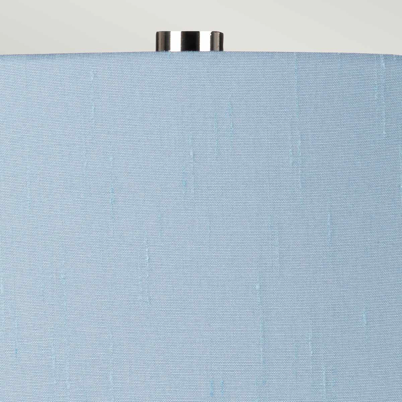 Tekstiili-pöytälamppu Isla, kiilt. nikkeli/sininen
