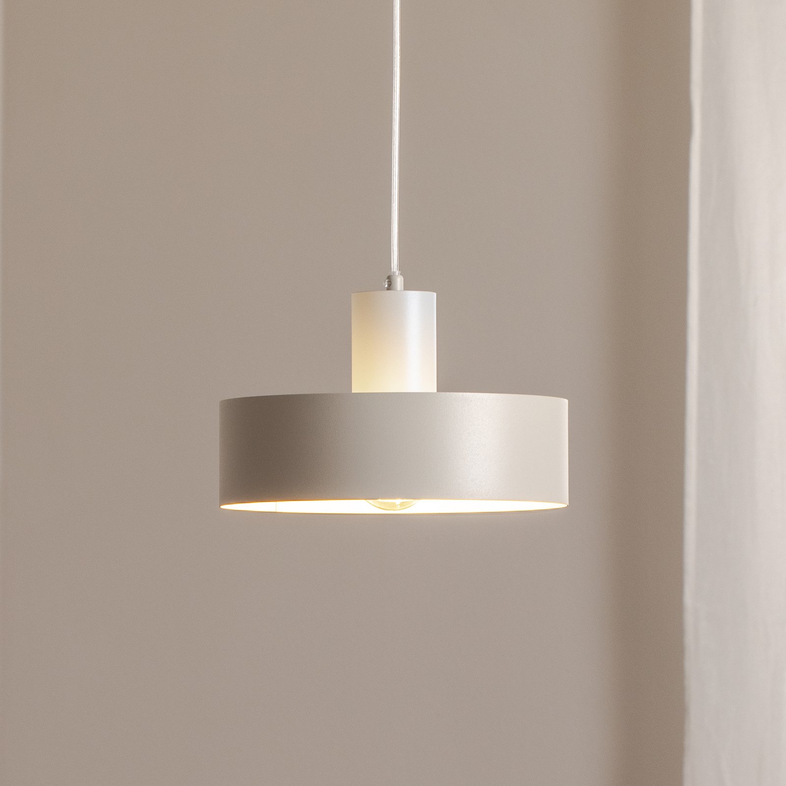 Rif M pendant light, taupe, 1-bulb, Ø 25 cm, steel 