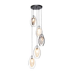 Kare lámpara colgante Diamond Fever Spiral negra redonda de 5 luces