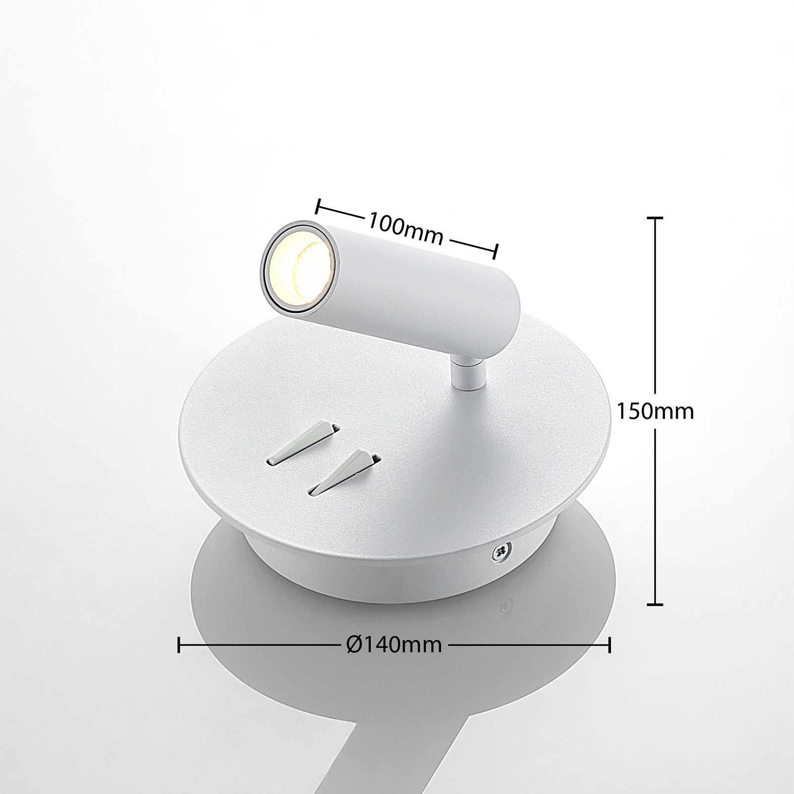 Lucande Magya LED-væglampe, hvid, 2 lyskilder rund