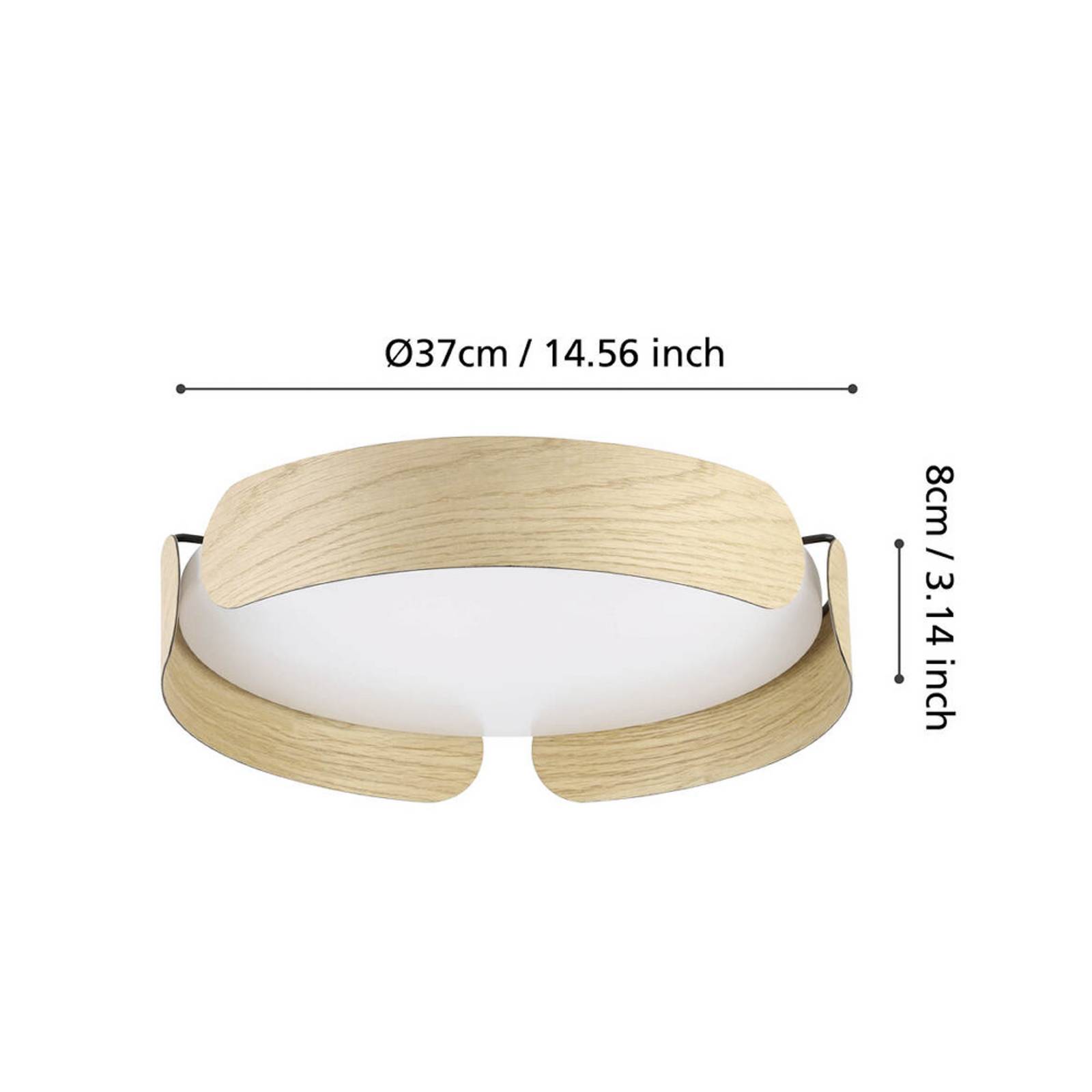 Lampa sufitowa LED EGLO VALCASOTTO, drewno, Ø 37 cm, 3 000 K