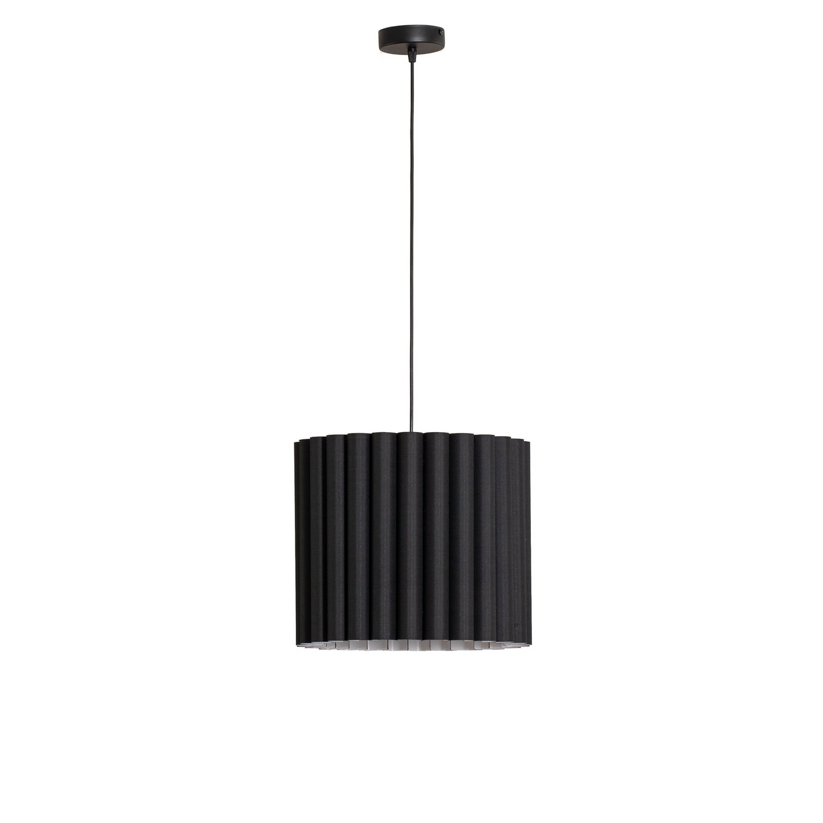 Aria pendant light, black, microfibre, E27