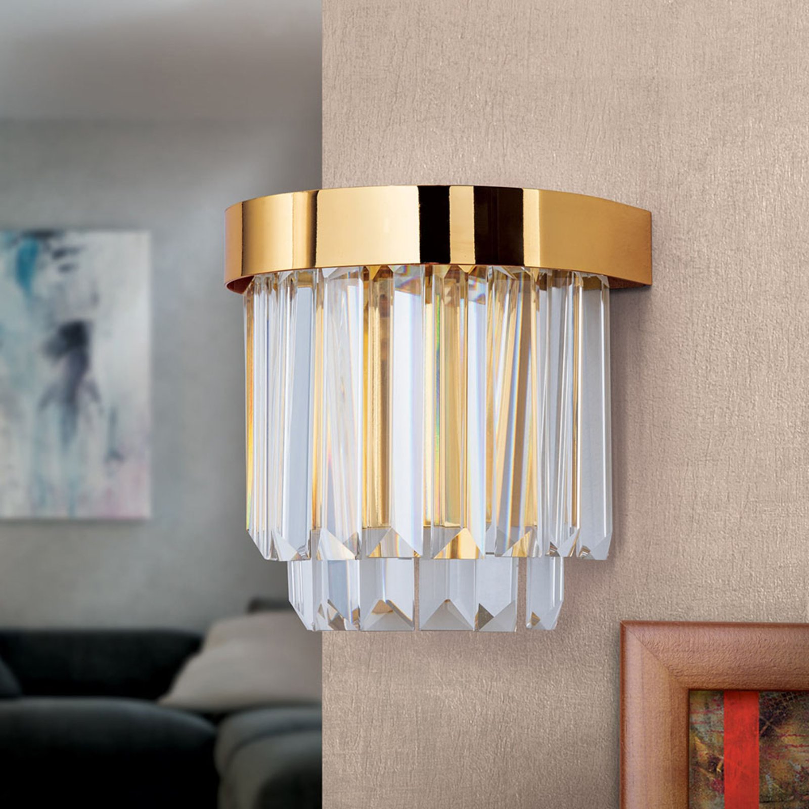 LED-vägglampa Prism med up- och downlight, guld