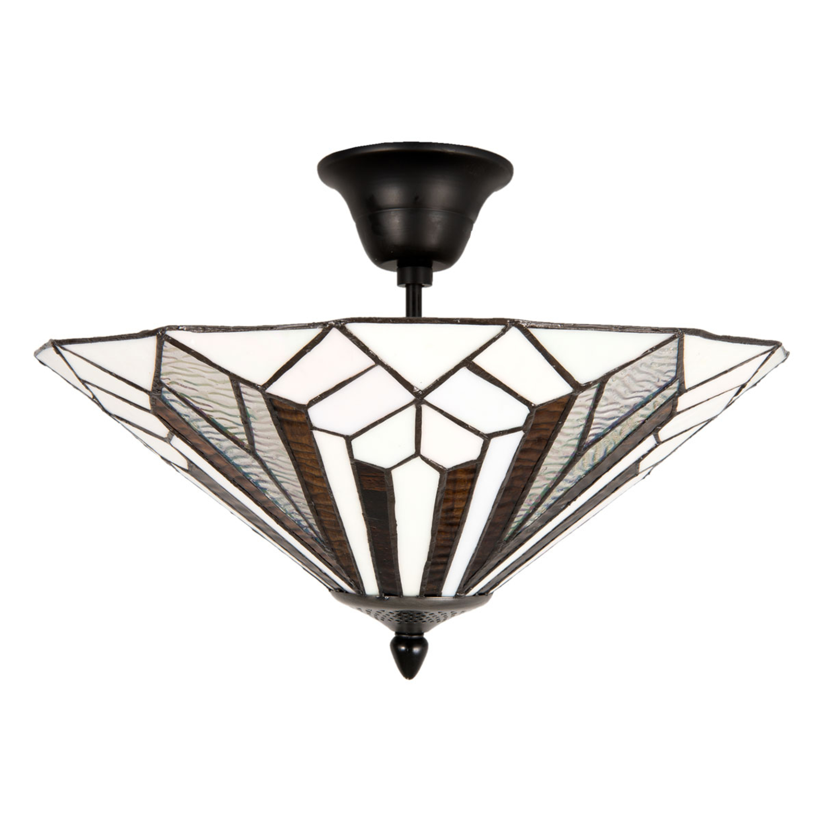 Plafondlamp 5896 in Tiffany-look, wit-bruin