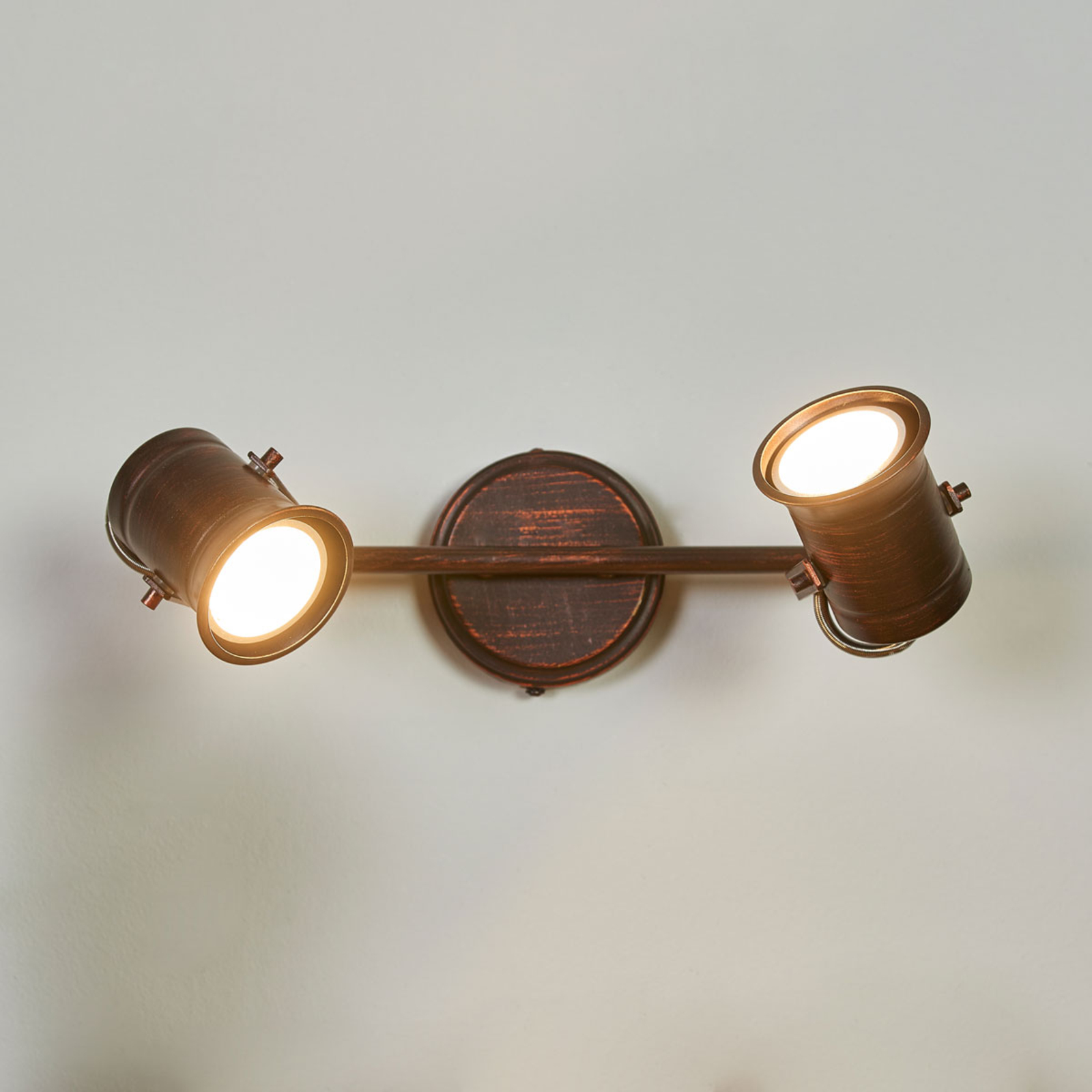 Cansu - 2-bulb LED ceiling light, brown and gold