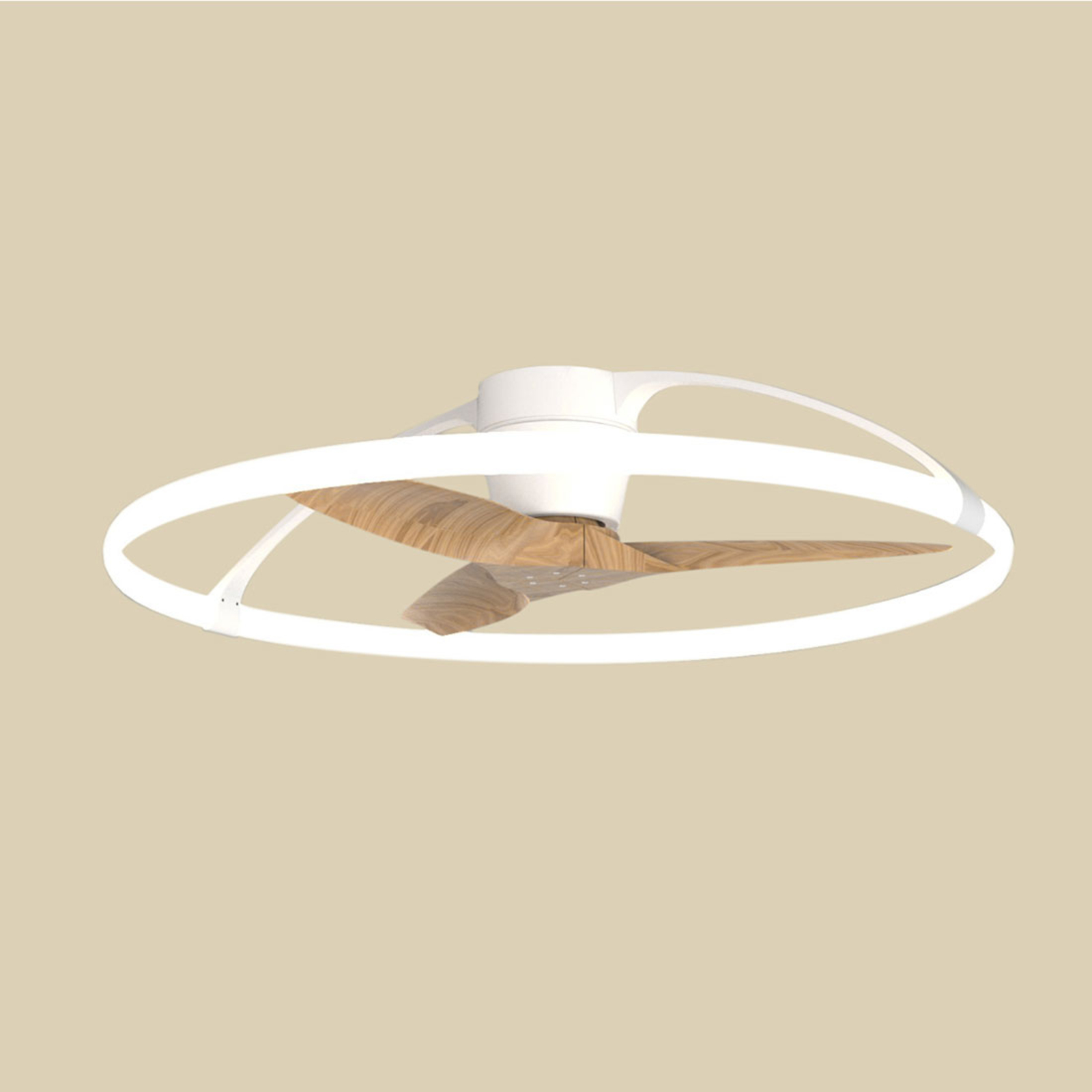 Smart LED plafondventilator Nepal, wit/beuken, DC - Mantra