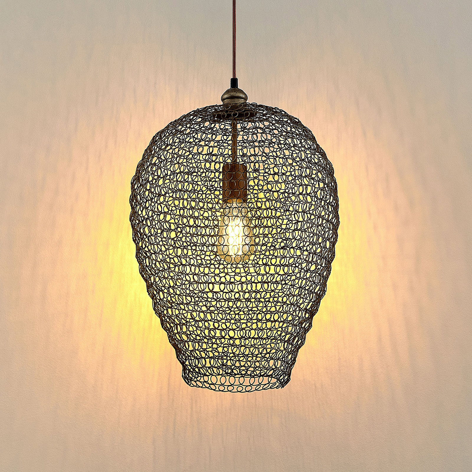 Lindby Benja függő lámpa, egy izzós, sárgaréz