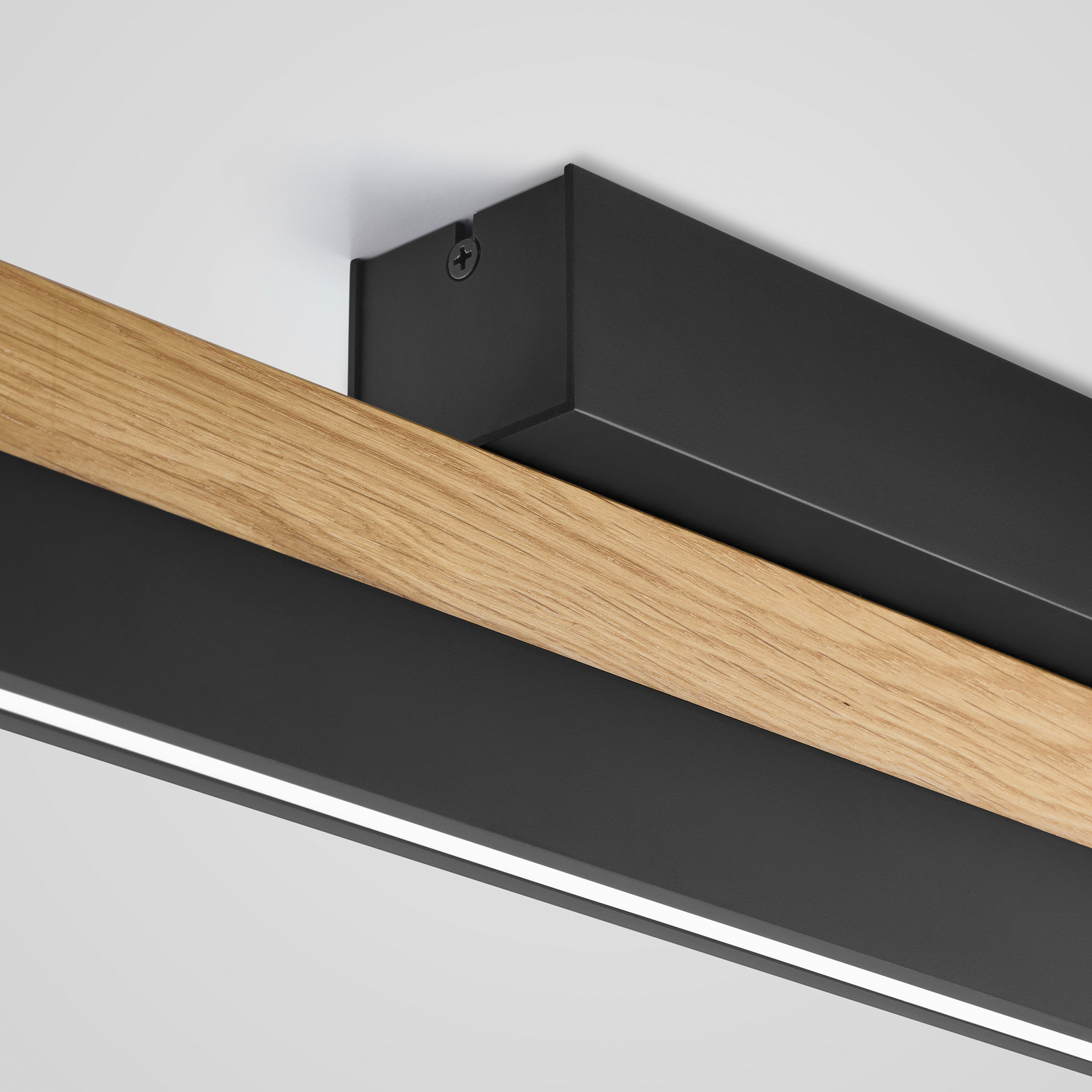 Stropné svietidlo Quitani LED Keijo, čierna/dub