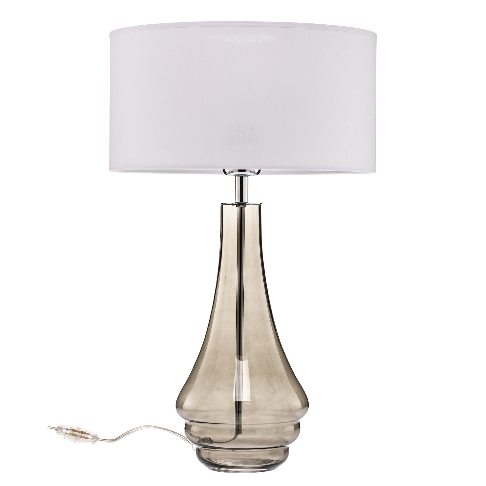 Lampa stołowa Arabesca szary dym klosz biały
