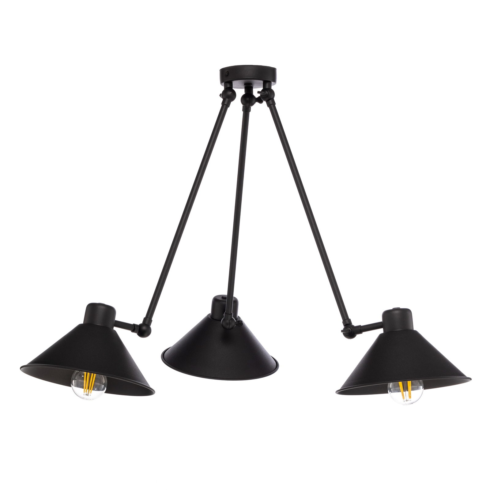 Pendant light Alan, movable, black, 3-bulb