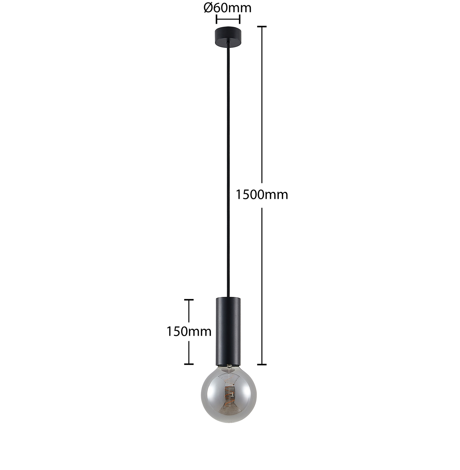 Arcchio Padilum függő lámpa, 15 cm magas, fekete