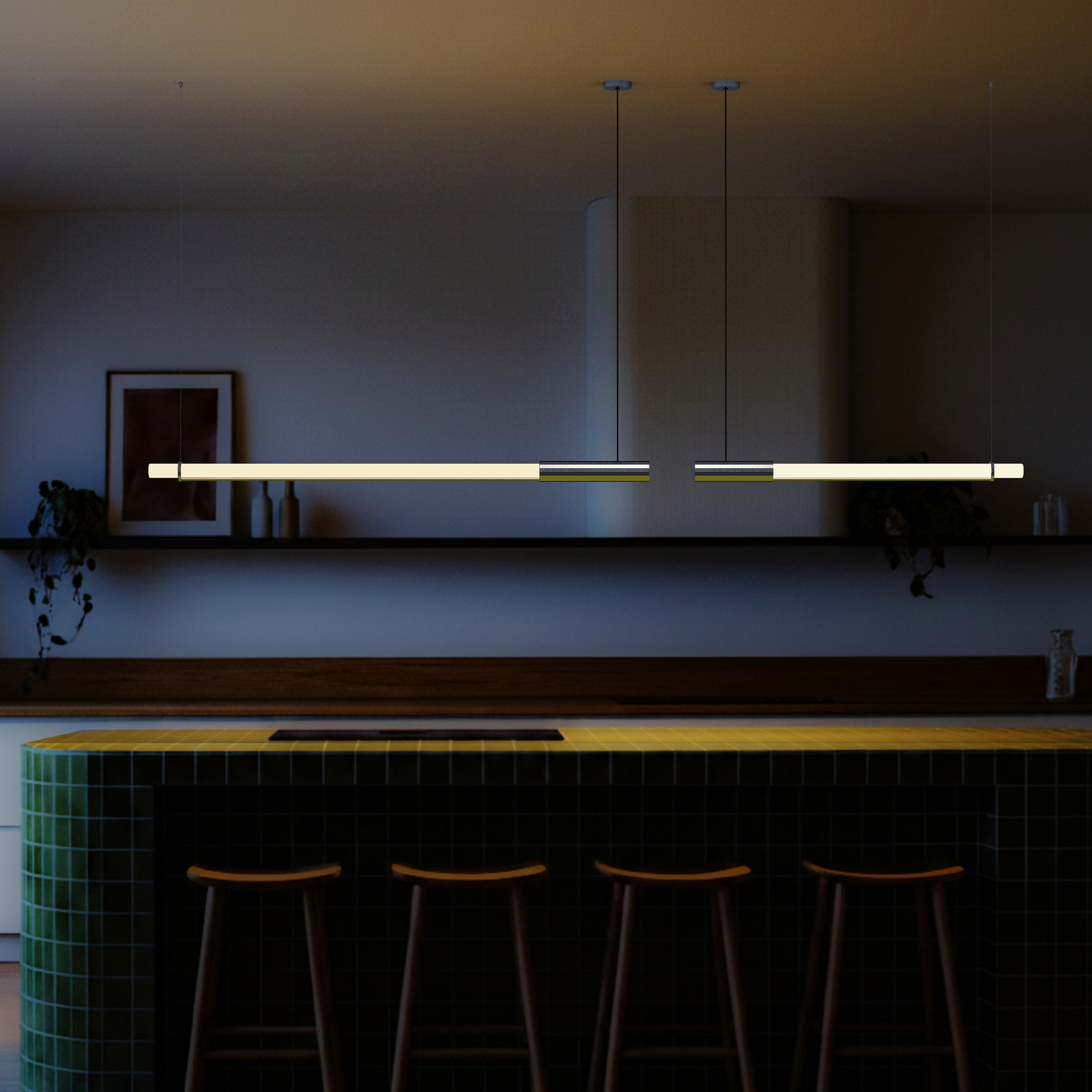 Lampada LED a sospensione In Fine, argento, lunghezza 160 cm - DCW