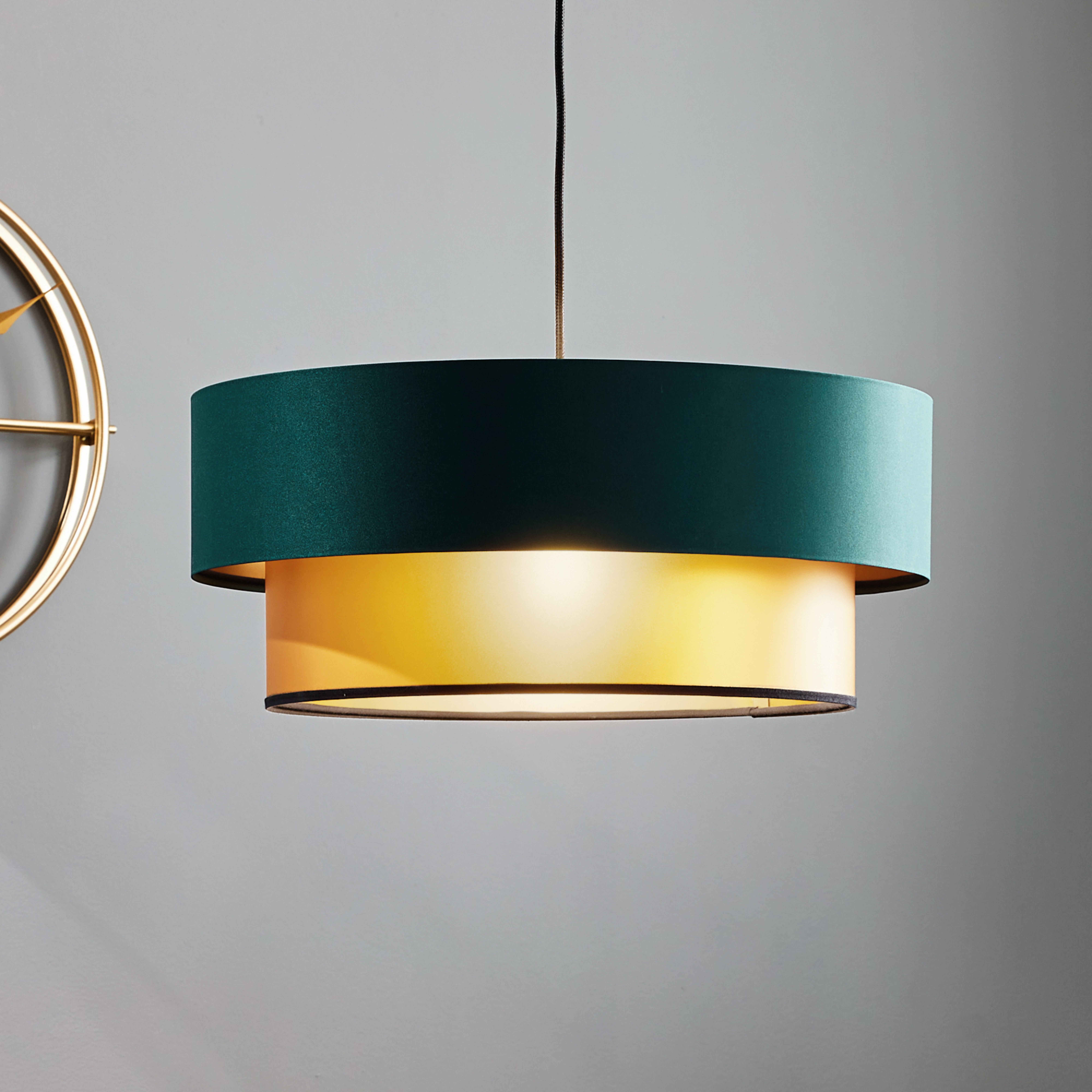 Lampa wisząca Dorina, zielona/złota Ø 50cm