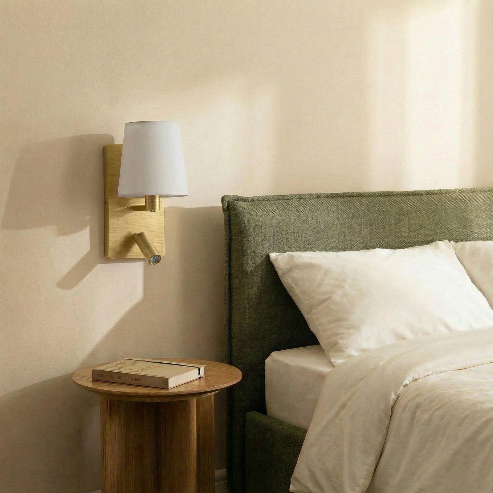 Lindby wandlamp Aiden, wit, messing, LED leeslampje Lindby wandlamp Aiden, wit, messing, LED leeslampje