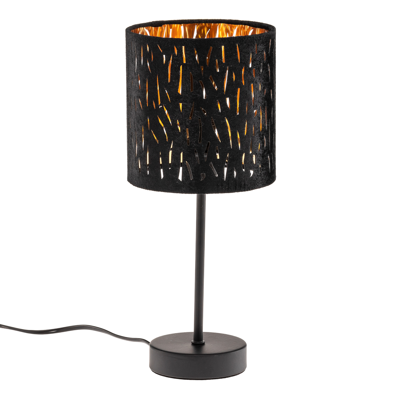 Lampa stołowa Tuxon z czarno-złotym kloszem