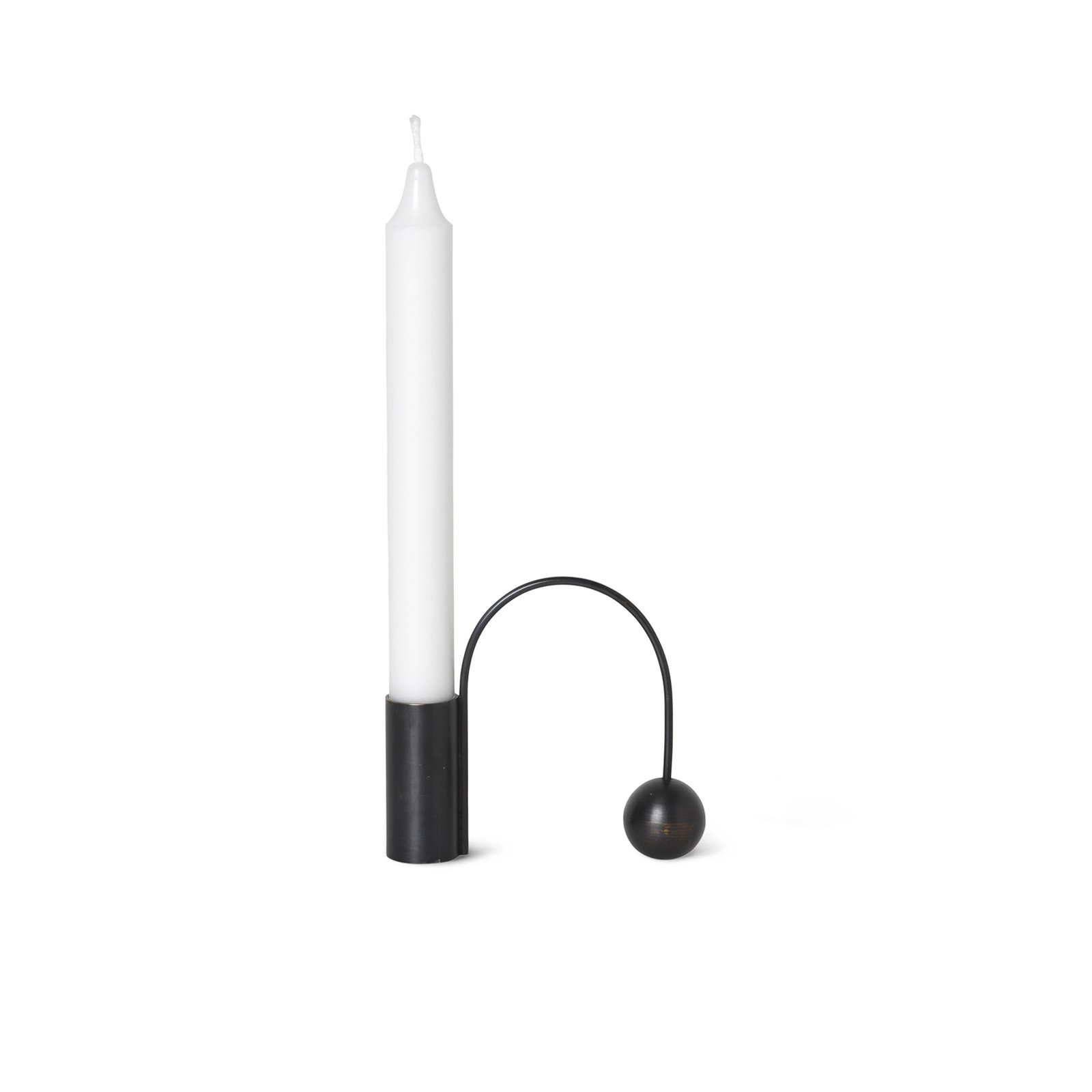 ferm LIVING Candlestick Balance, black, brass, 9.5 cm