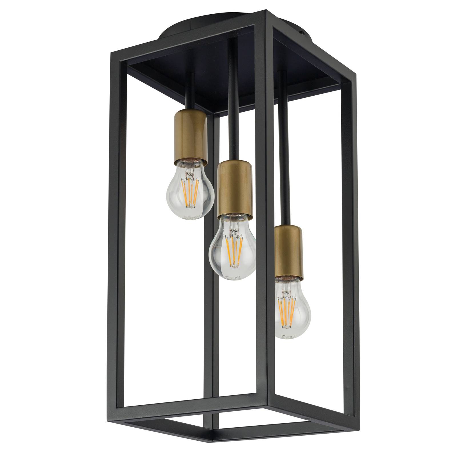 Plafondlamp Aramis, 3-lamps, zwart/goud