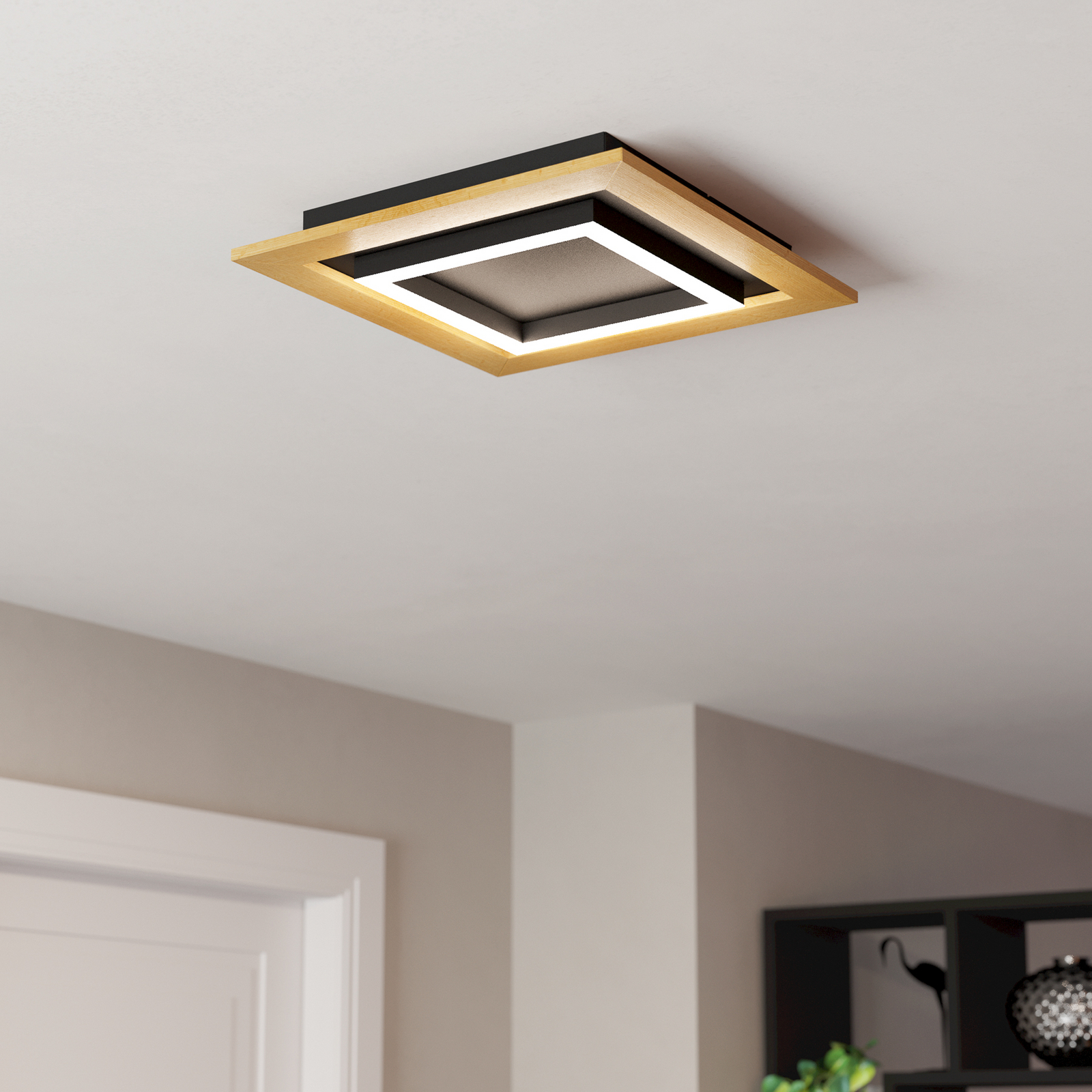 Plafonnier LED Tirrenara, télécommande, 37x37cm