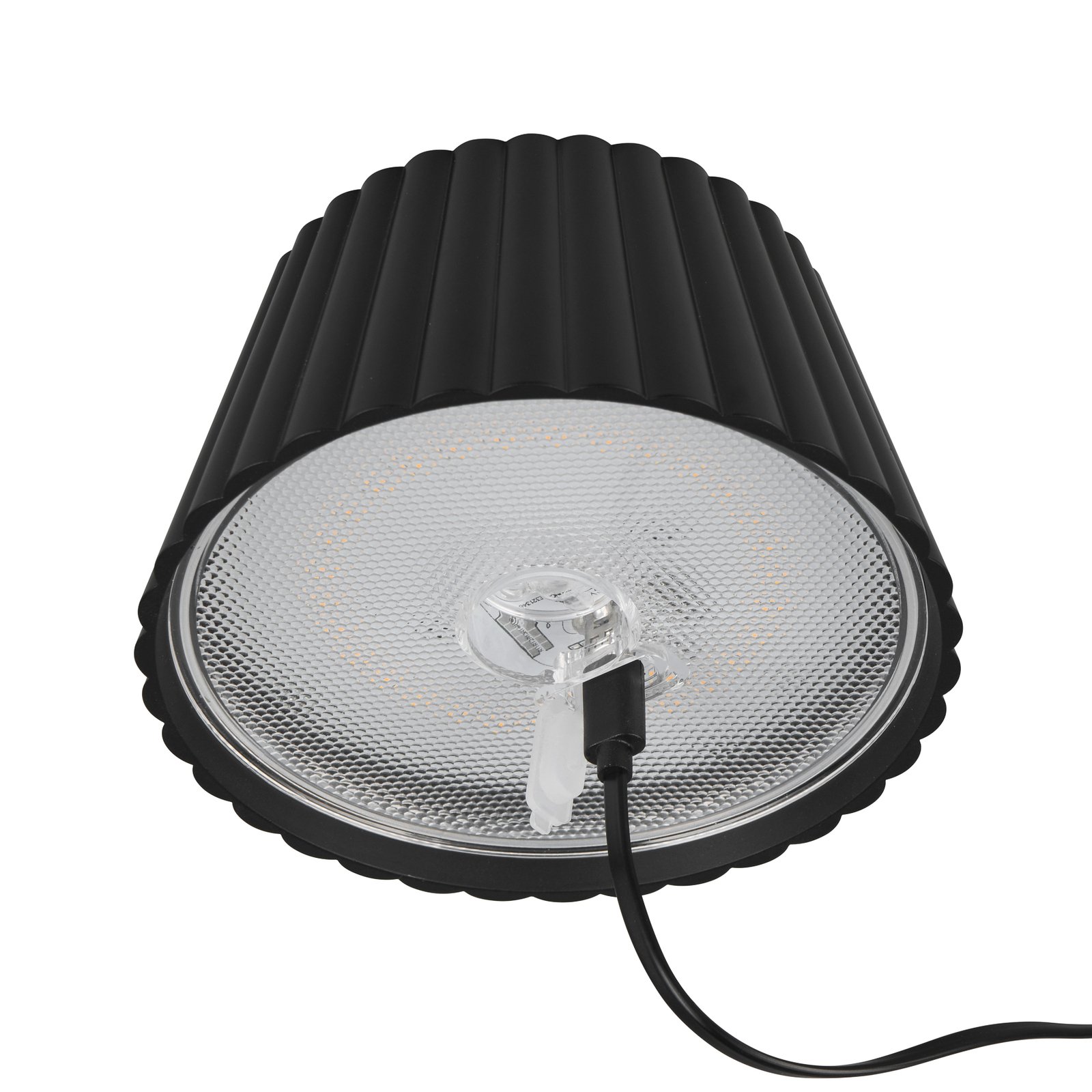 Suarez LED genopladelig bordlampe, sort, højde 39 cm, metal