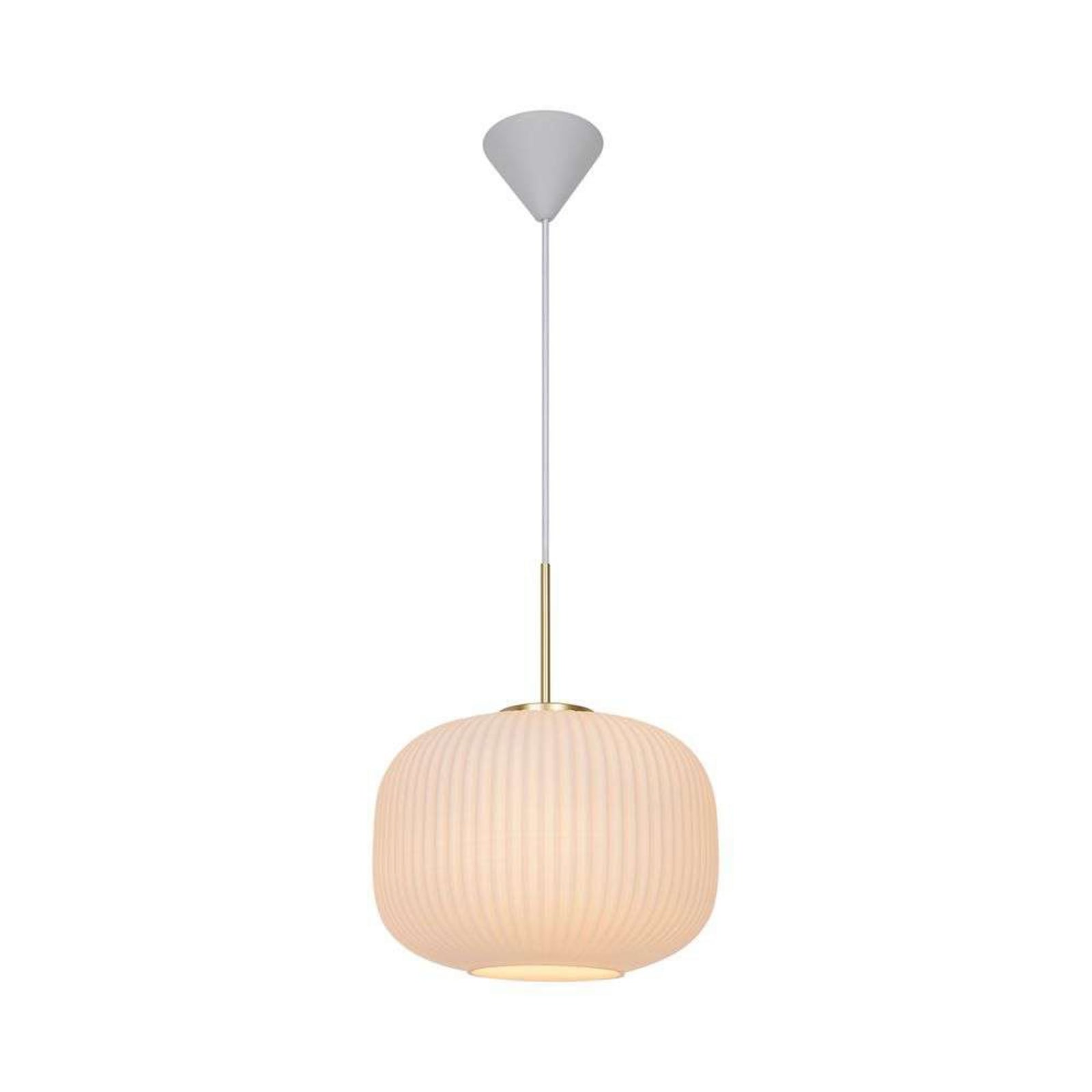 Colgante Milford, blanco opalino/latón, Ø 30 cm