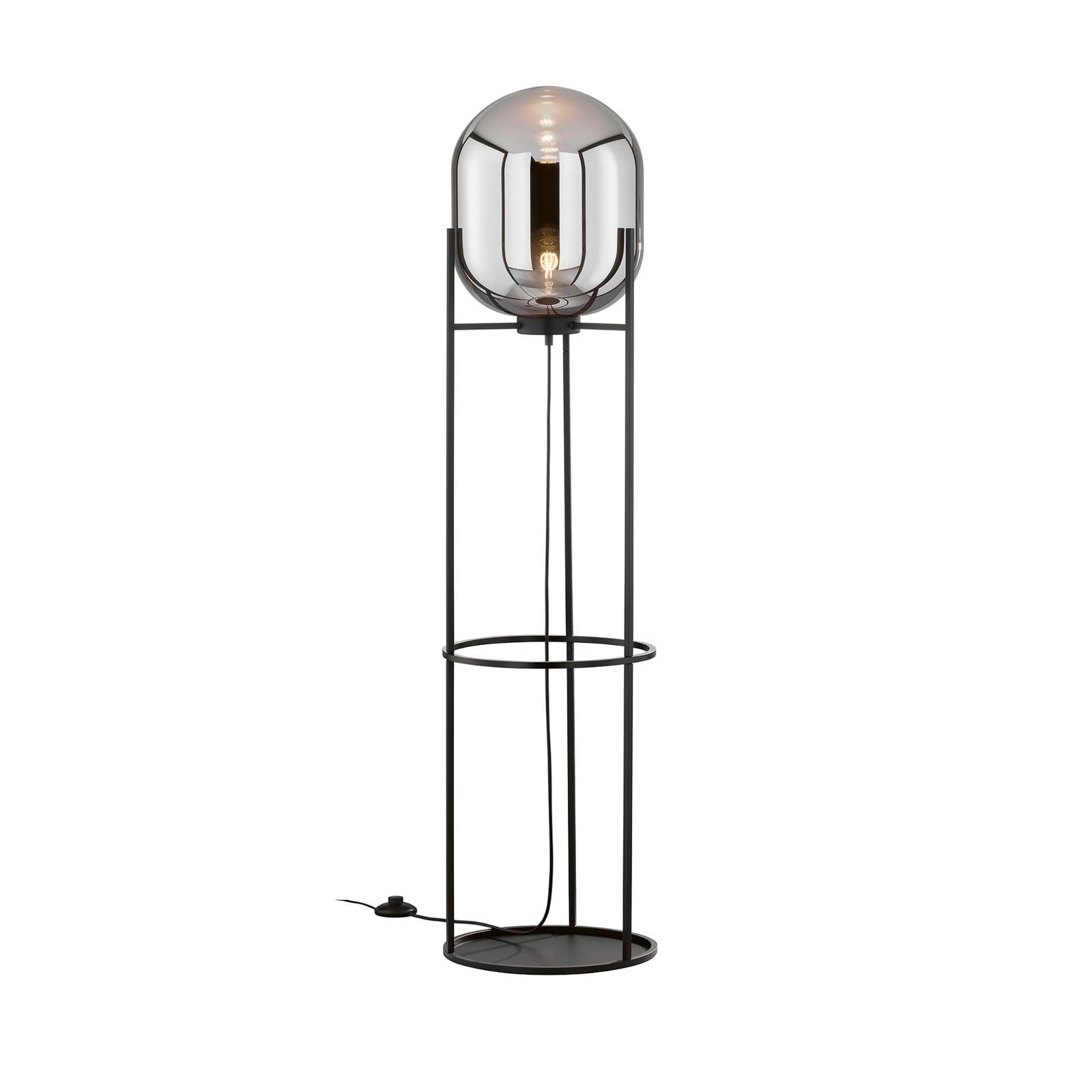 Lampadaire Regi verre gris fumée H 135 cm