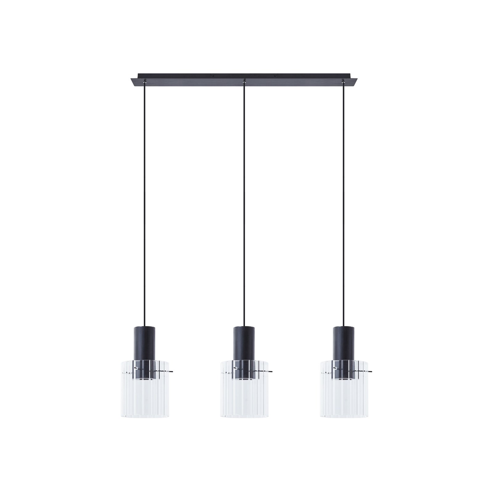 Eirian 3 Lustră Pendul Clear/Black - Lucande