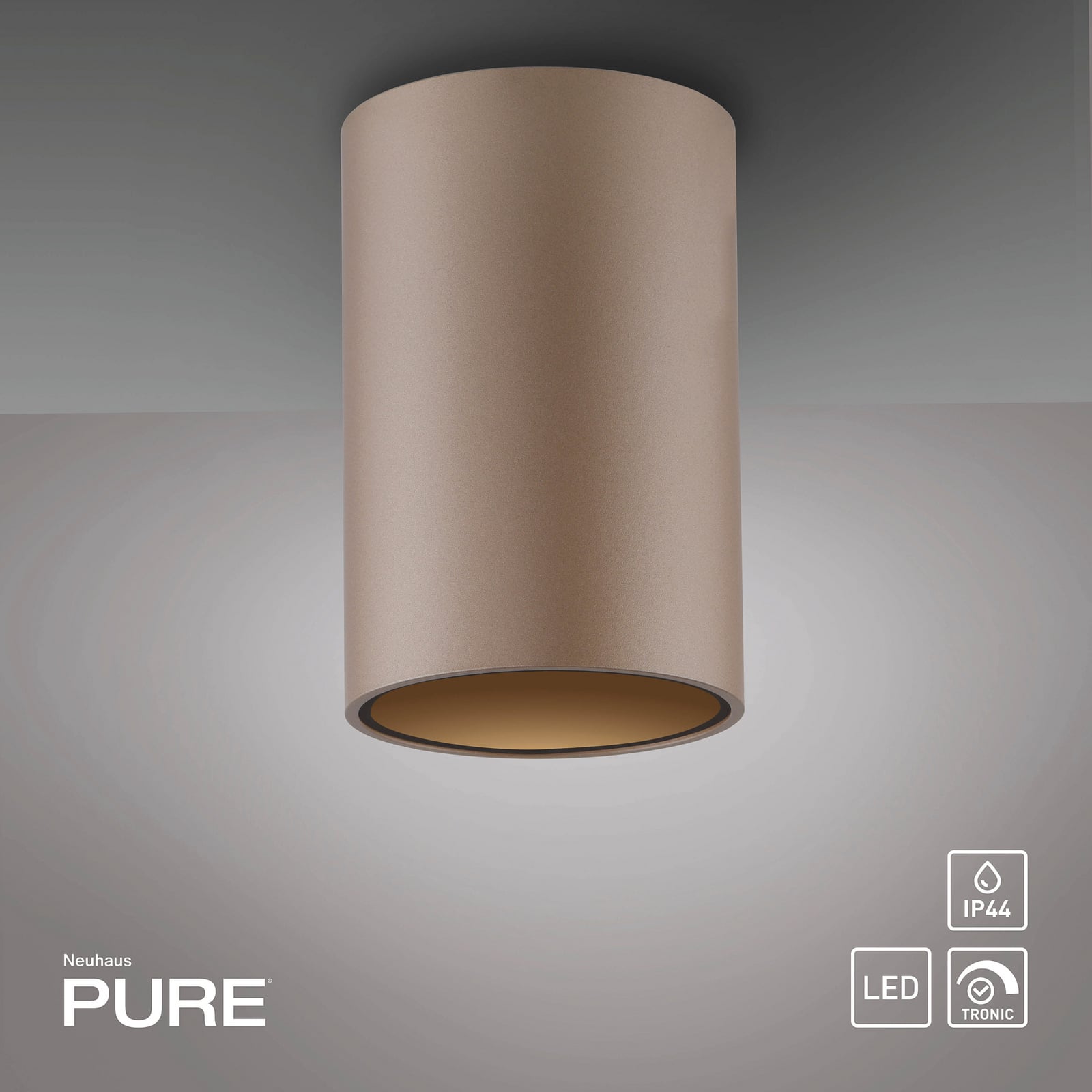 Point LED-Bad-Deckenlampe, bronzefarben, Ø 6 cm, IP44 - PURE