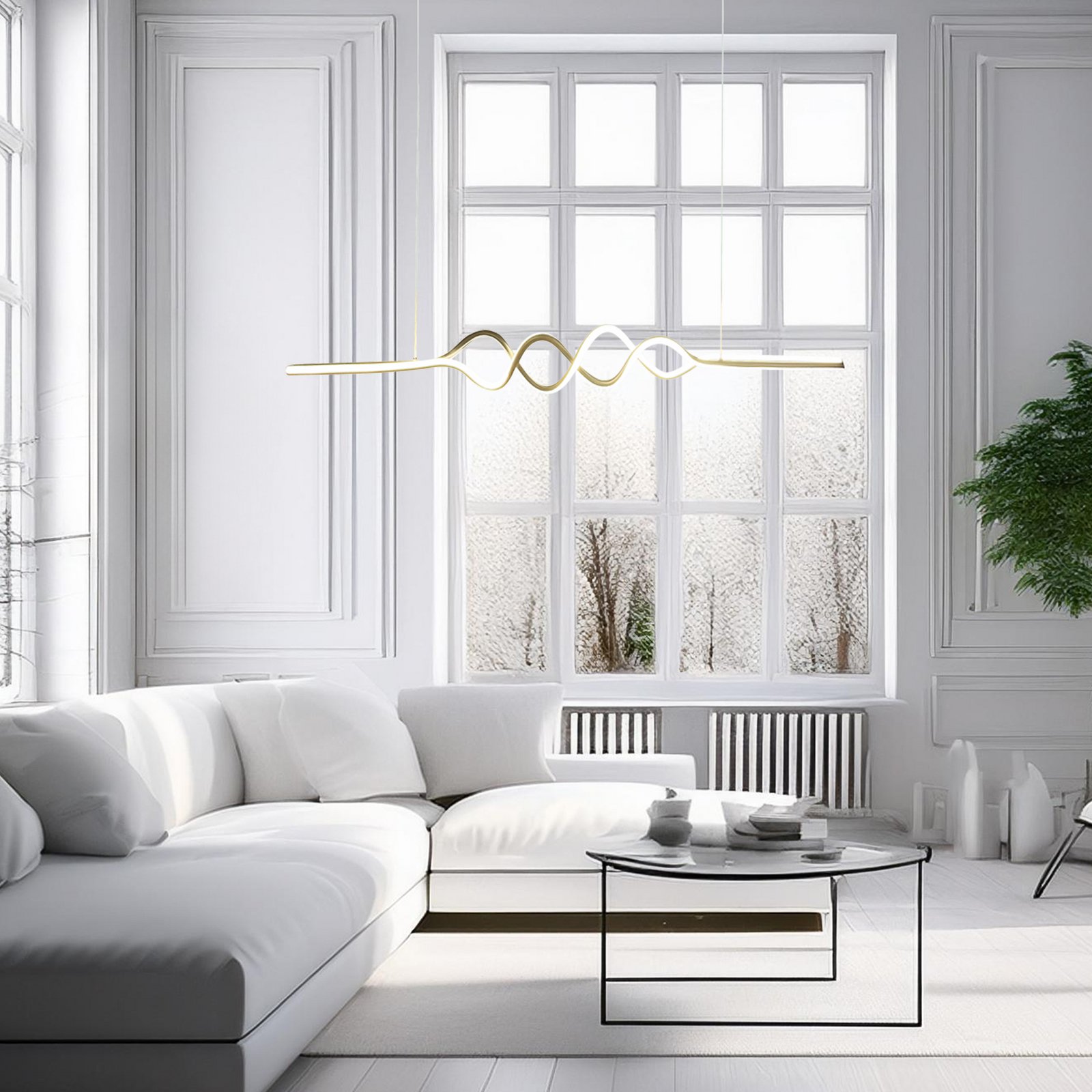 LED-Hängeleuchte Ancona, Metall, gold/schwarz, 4.000 K