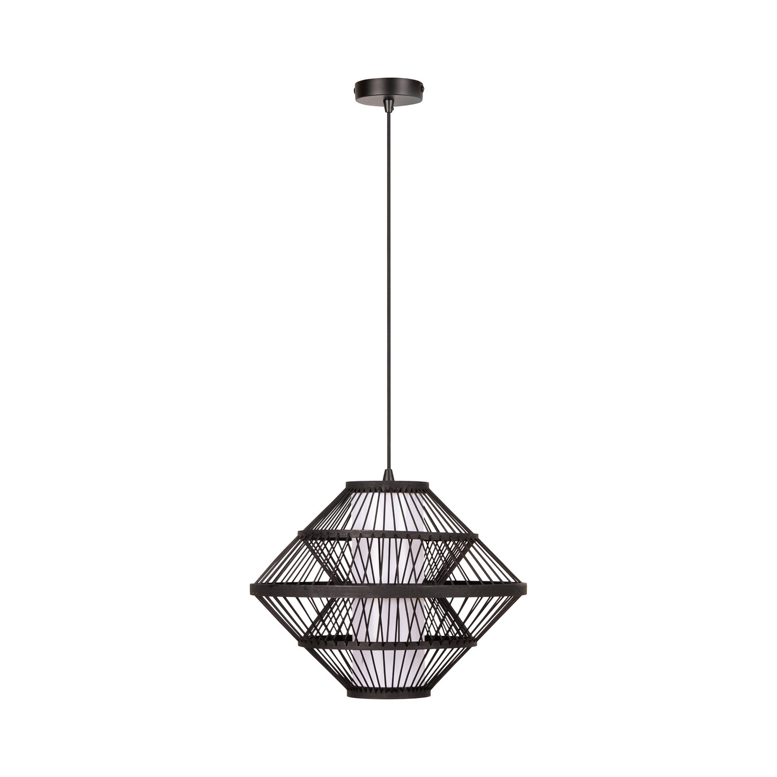 Lucide Lampa za vješanje PASQUINO, crna, Ø 40 cm, šperploča, E27 - Dnevni boravak/blagovaonica - crni - Drvo