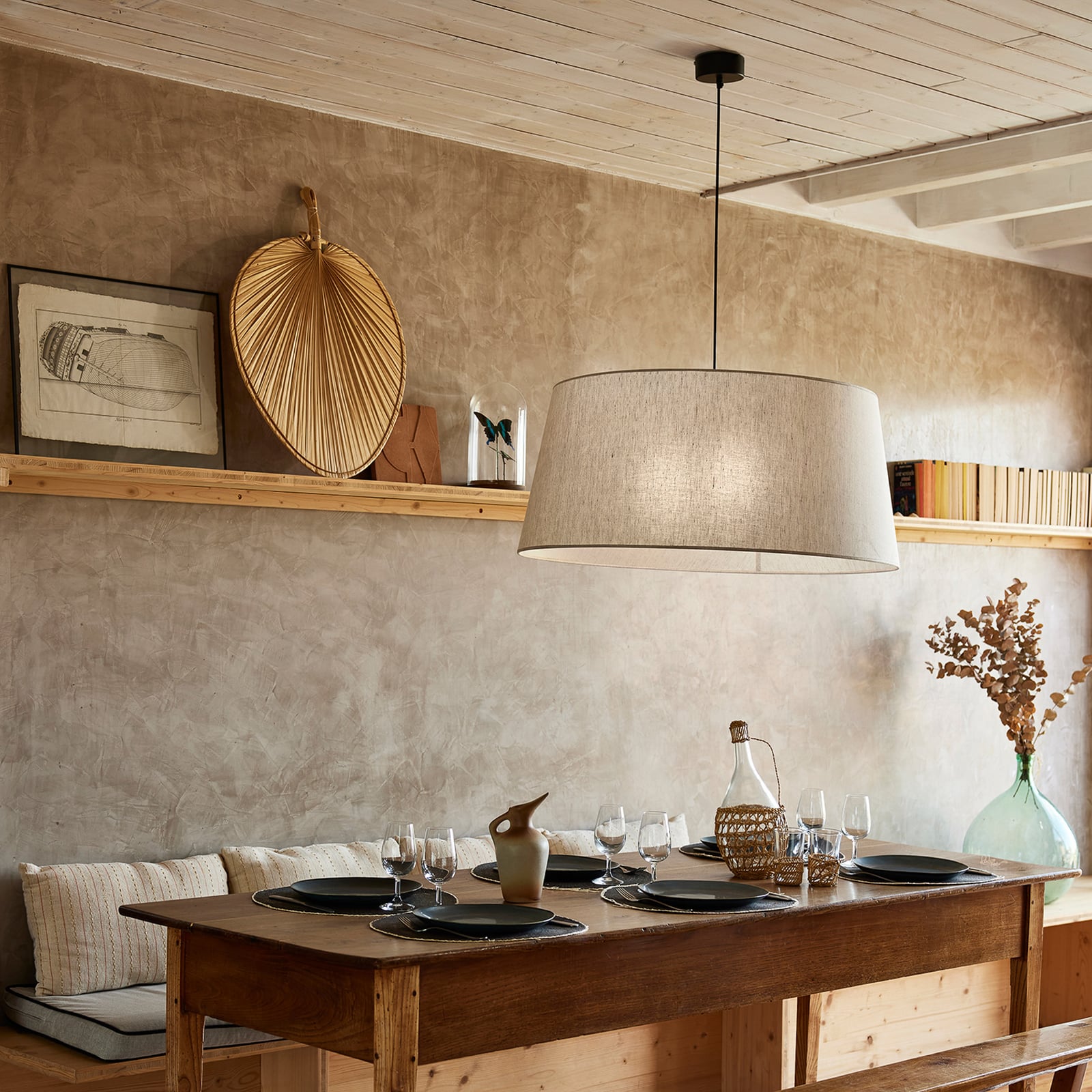 Lampada a sospensione Tambour pyla Ø 78 cm in lino/cotone - COREP SAS