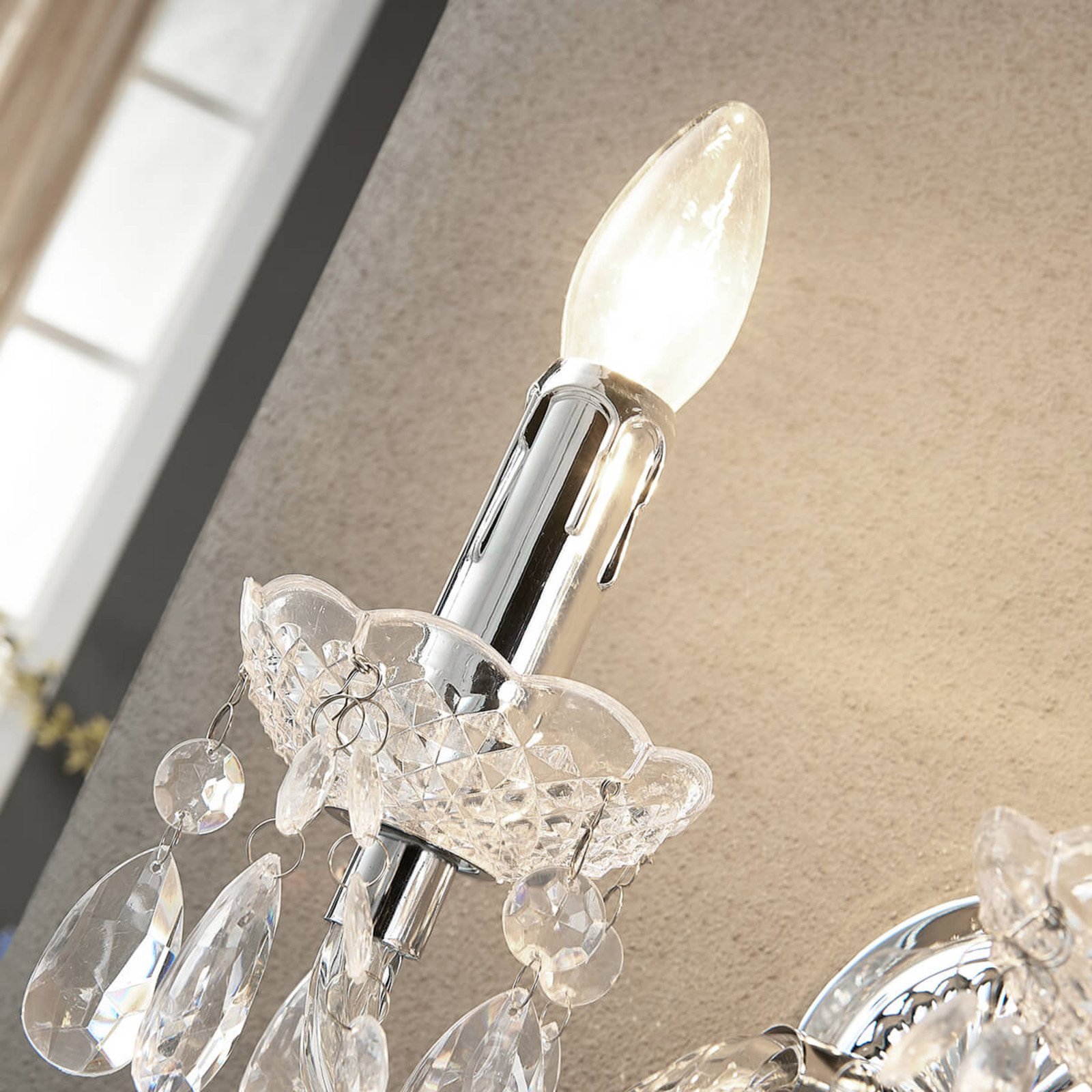 Aplică de perete Lindby Merida crom metal 2 becuri înălțime 35 cm - Camera de zi / sufragerie - Antichitate - clar crom - Plastic